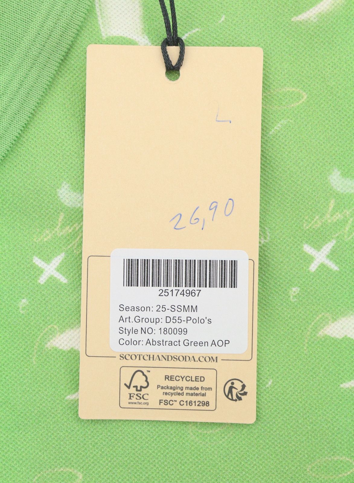Scotch & Soda M Abstract Green Aop Cotton Short Sleeved Polos 91047 Size US M / EU 48-50 / 2 - 8 Thumbnail