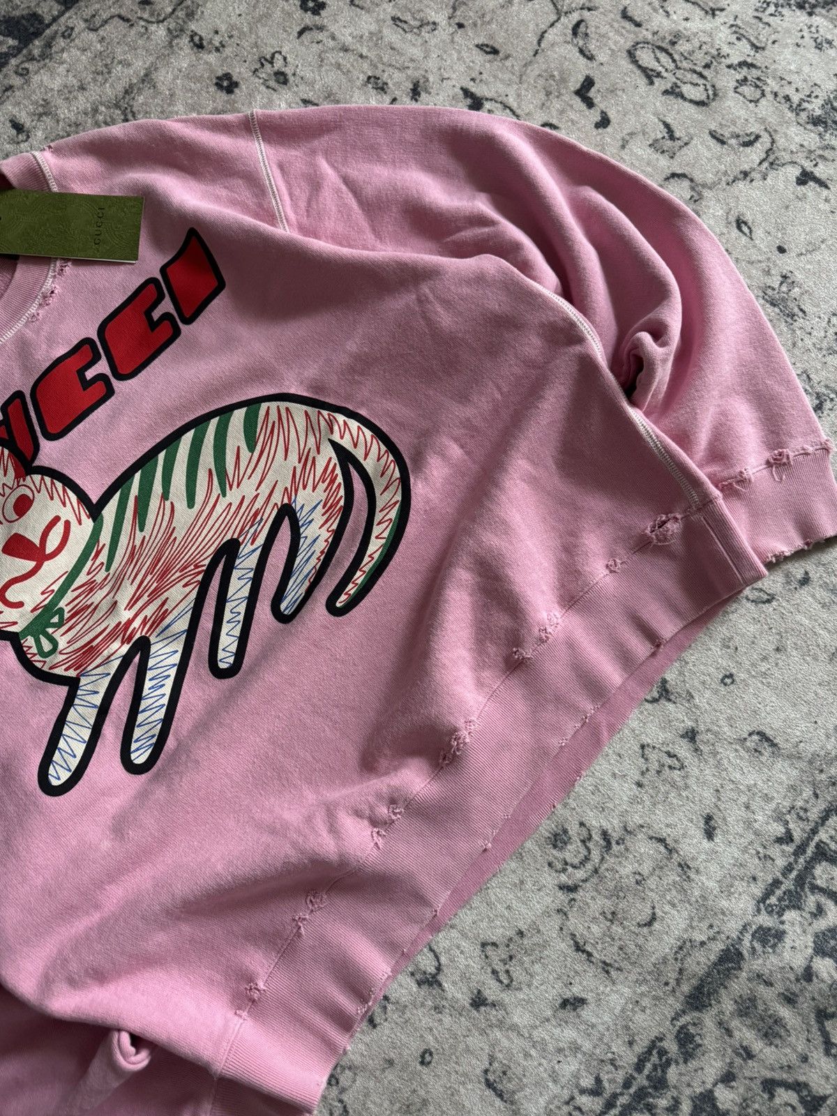 Gucci Gucci sweater jumper pink with cats logo print distressed Size US XS / EU 42 / 0 - 3 Thumbnail