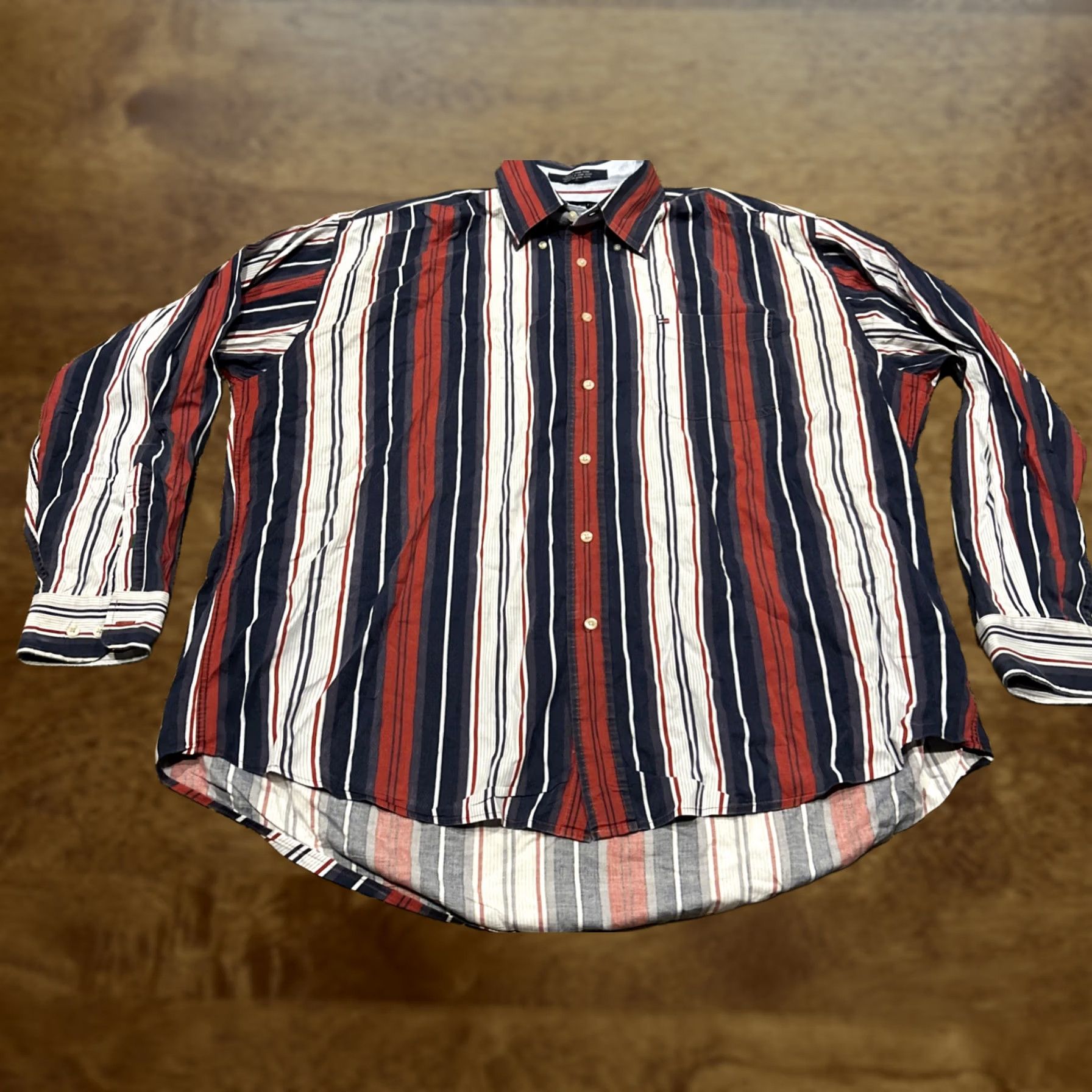 Tommy Hilfiger Tommy Hilfiger Shirt Button-Up Striped Red Cotton L Men Size US L / EU 52-54 / 3 - 1 Thumbnail