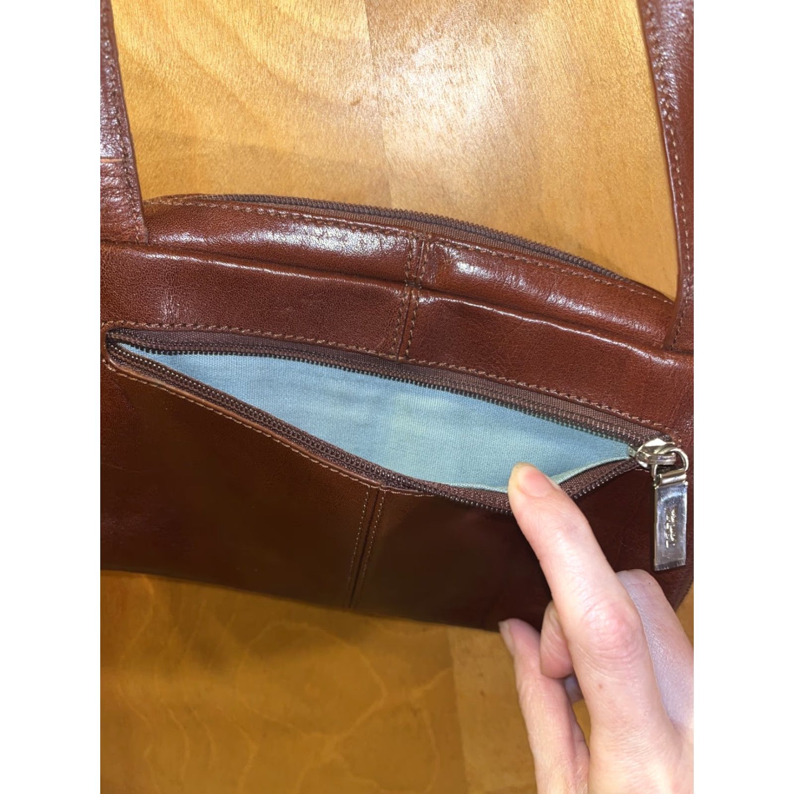 Vintage VINTAGE Hobo Small Leather Purse, Dark Brown, 90s Bohemian, Womens Size ONE SIZE - 6 Thumbnail
