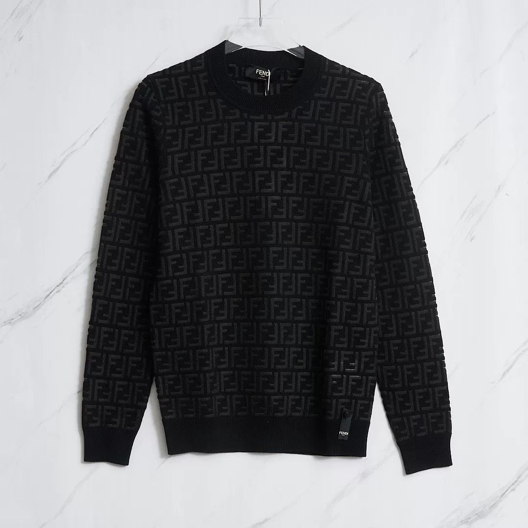 Fendi Fendi Men's Embossed Hollow Round Neck Sweater Size US M / EU 48-50 / 2 - 1 Thumbnail
