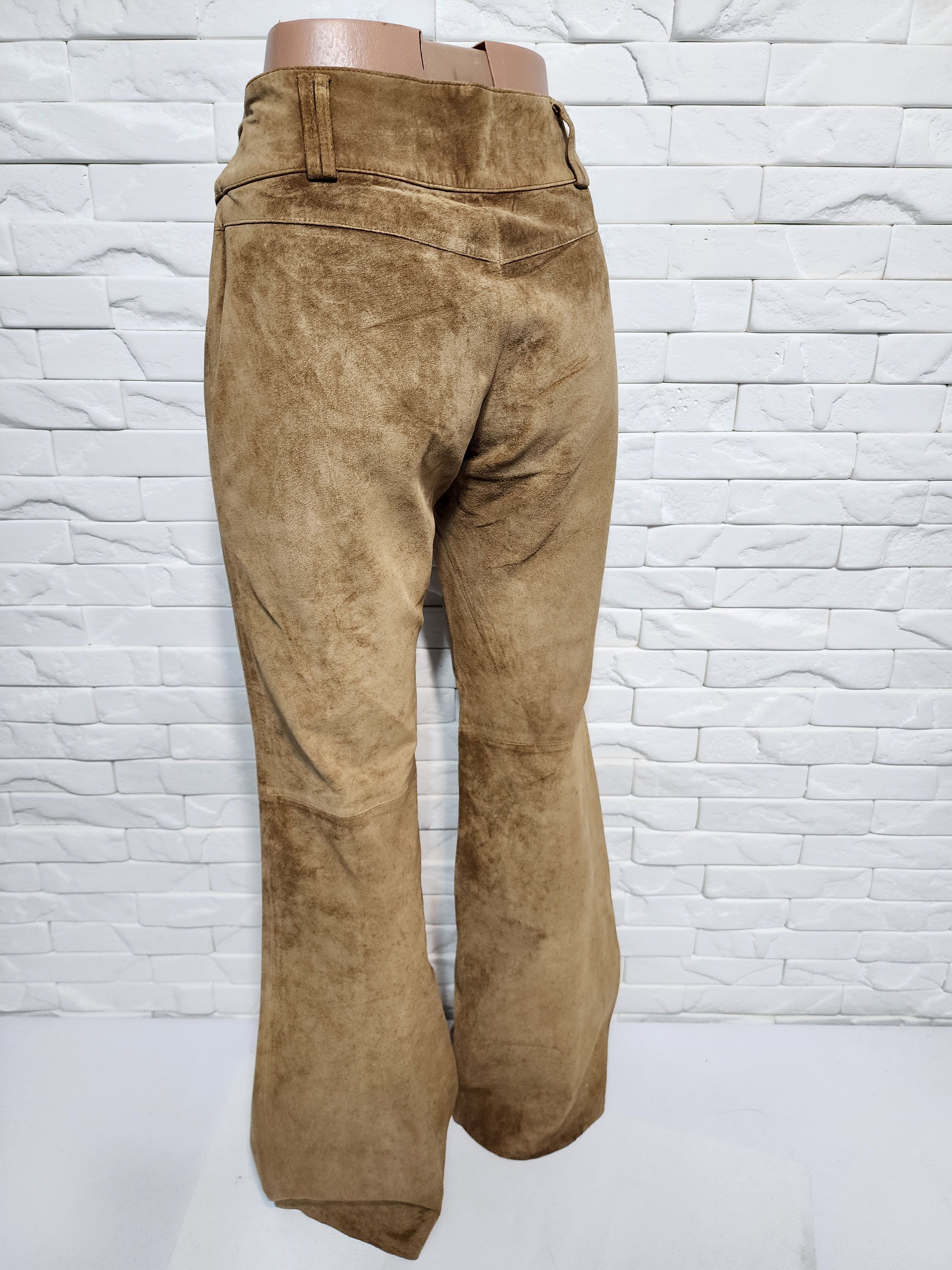 Genuine Leather Brown Suede Leather Pants: Women's Trousers Size 32" / US 10 / IT 46 - 7 Thumbnail