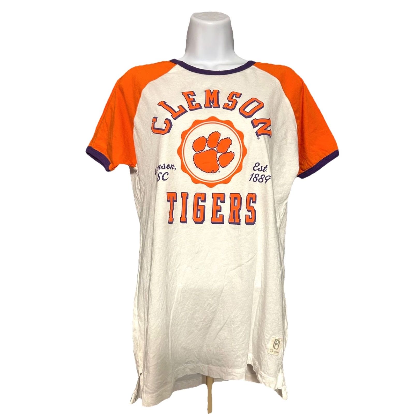 Vintage VINTAGE Clemson University Tigers Ringer Shirt Women Medium White Orange Press Box Size M / US 6-8 / IT 42-44 - 2 Thumbnail