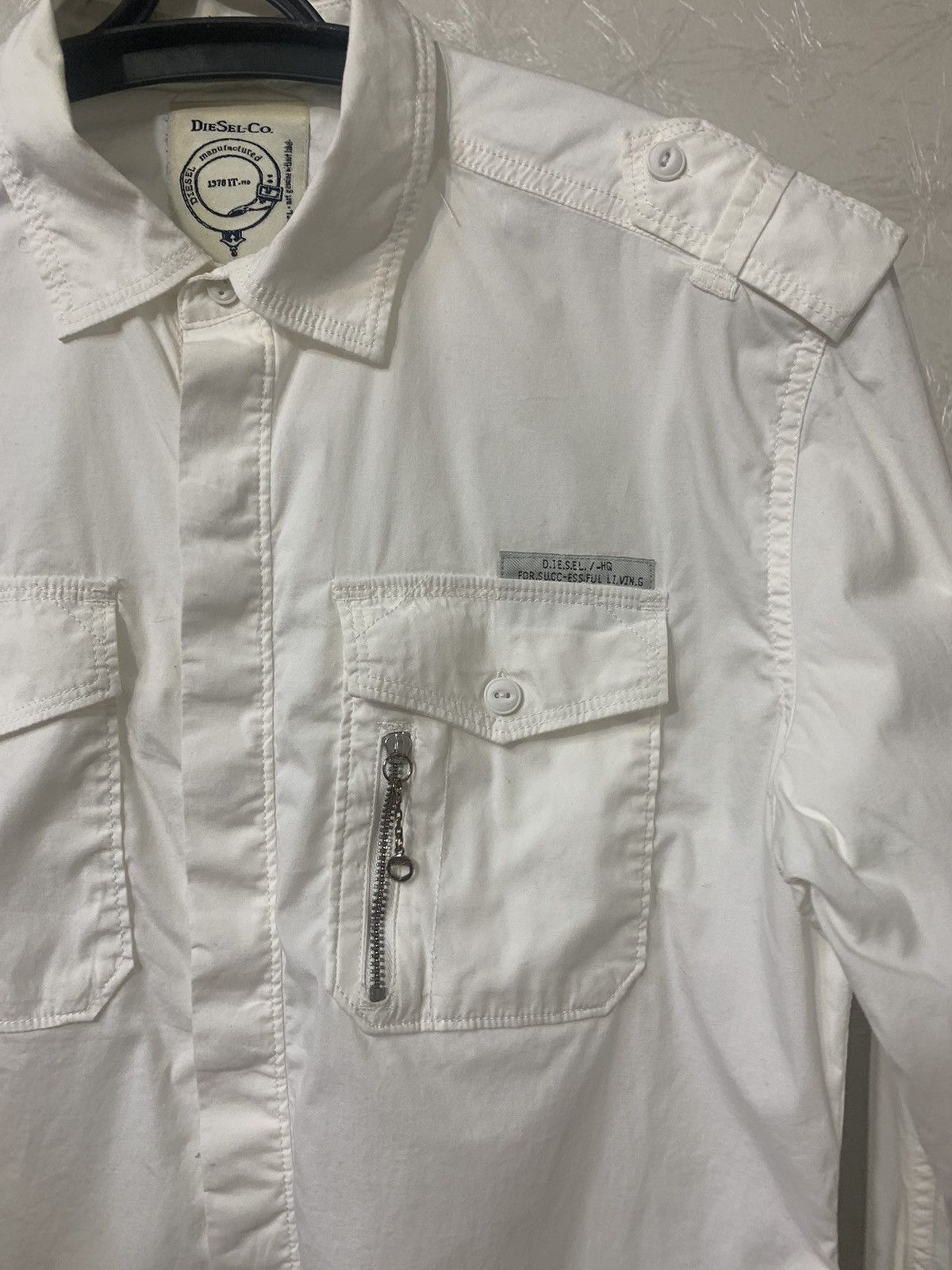 Diesel × Vintage Diesel White Men’s Slimfit Avant Garde Shirt Button Up Small Size US S / EU 44-46 / 1 - 6 Thumbnail