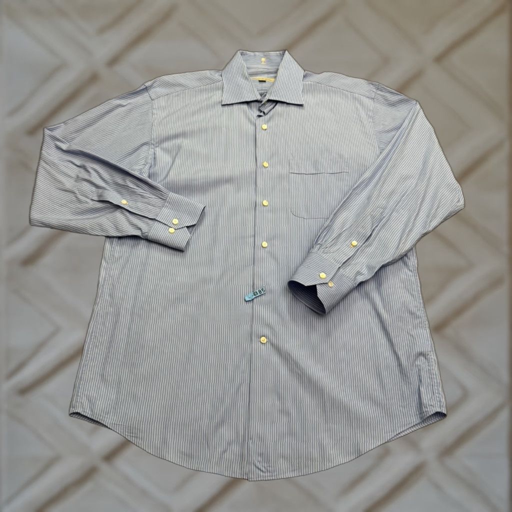 Tommy Bahama Tommy Bahama Dress Shirt Blue Striped Mens 15.5 32-33 Cotton 100% Long Sleeve Regular Classic Workwear Shirt Mens Size 42R - 1 Thumbnail