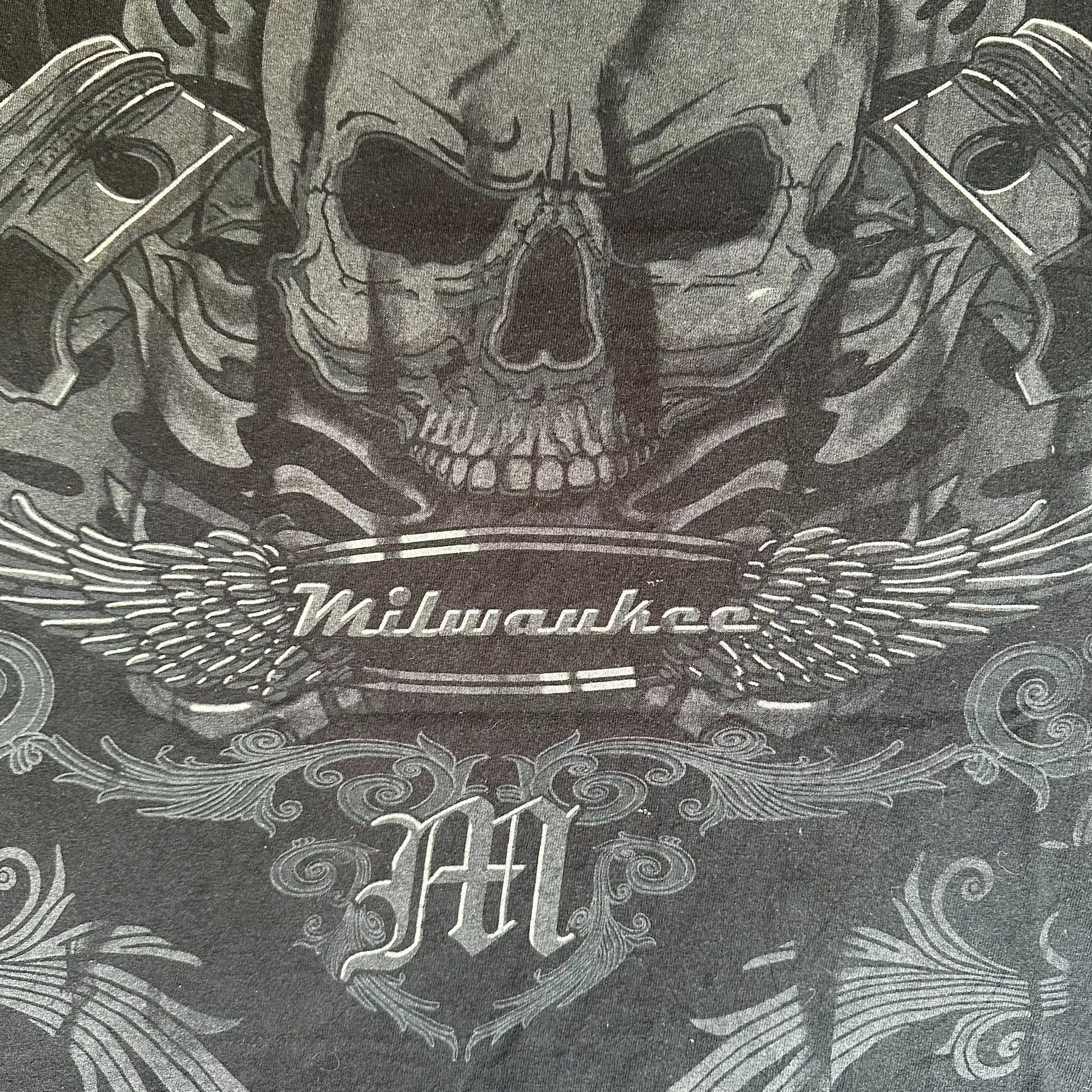 Vintage Vintage Y2K Gothic Flame Skull AOP T-Shirt Boxy Faded Black Size US M / EU 48-50 / 2 - 3 Thumbnail