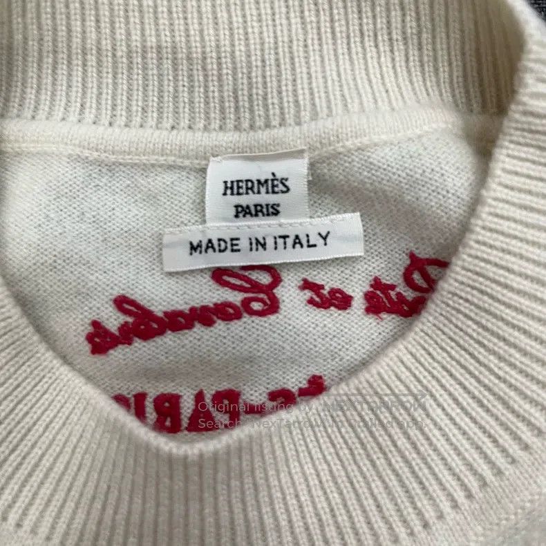 Hermes Hermes Knitted Cashmere White Logo Sweater Size XXS / US 00 / IT 34 - 3 Thumbnail