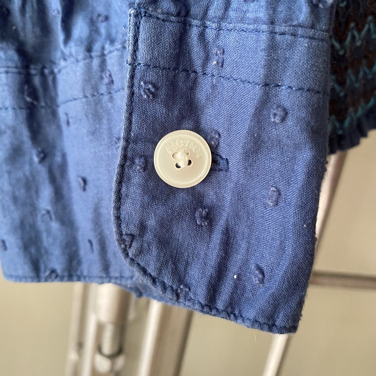 Ne-Net Ne-Net Blue Textured Long Sleeve Blouse Size XS / US 0-2 / IT 36-38 - 7 Thumbnail
