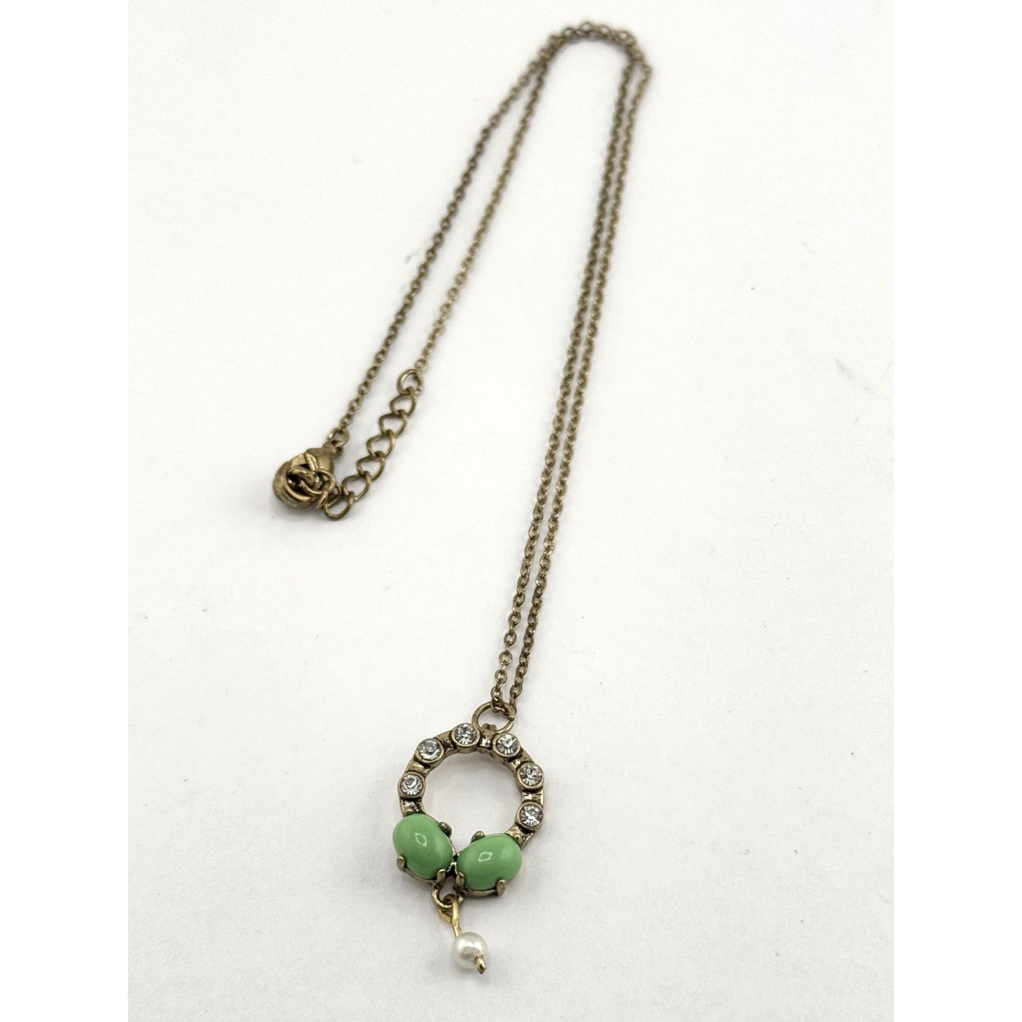 Vintage estate rhinestone gold filled charm necklace