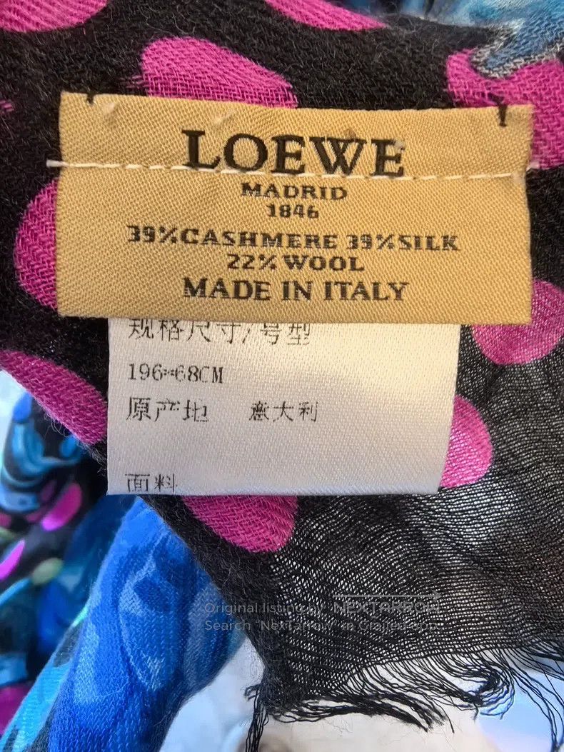 Loewe Loewe Black base blue-green floral pattern scarf with pink Size ONE SIZE - 3 Thumbnail