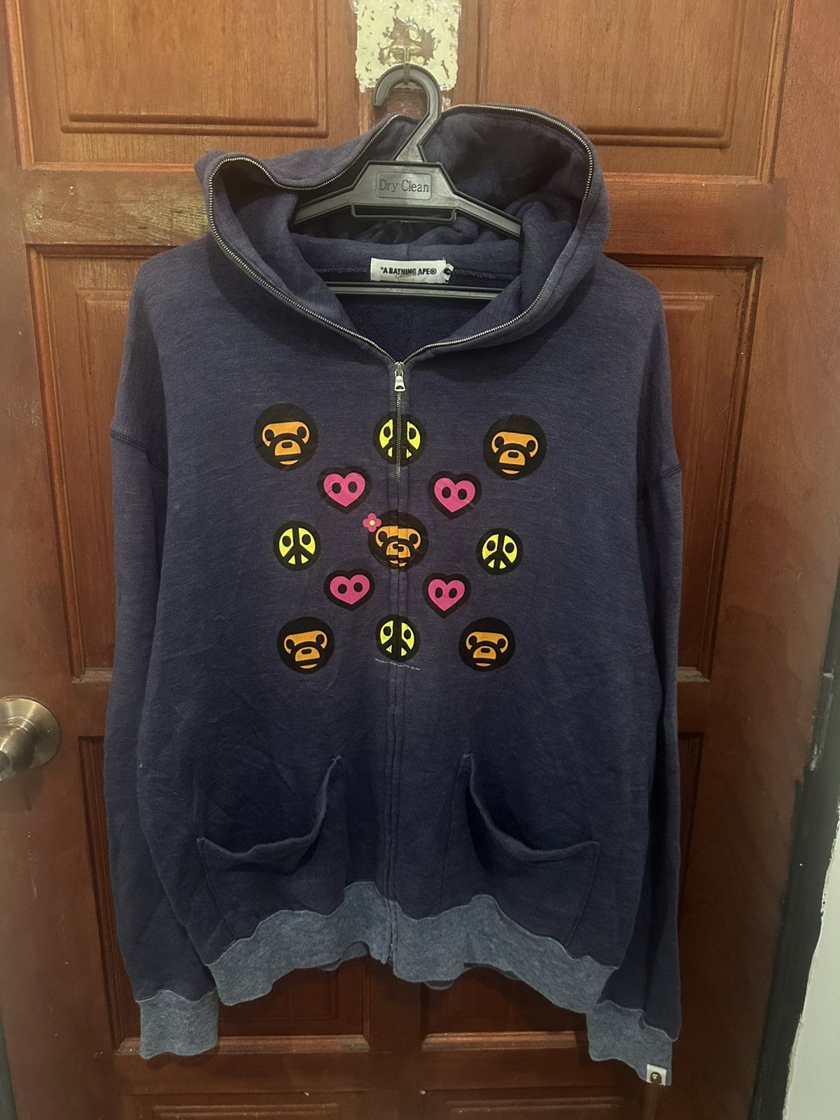Bape Vintage (BAPE) Baby Milo Peace Love full-zip hoodie Size US L / EU 52-54 / 3 - 1 Thumbnail