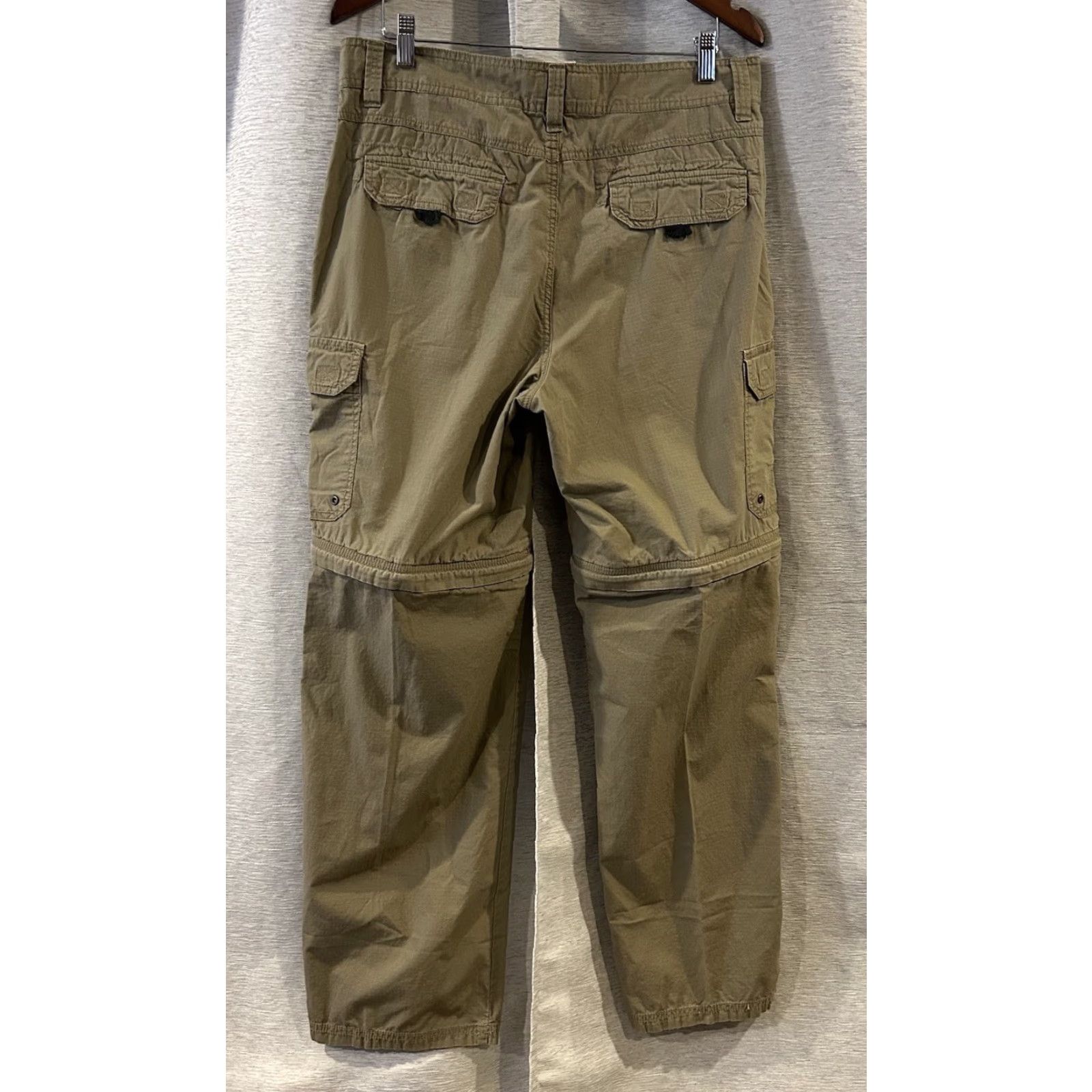 Vintage Northwest Territory Pants Mens 34x32 Cargo Zip Off Convertible Outdoor Hiking Beige Cotton Canvas Straight Pockets Navy? Size US 34 / EU 50 - 3 Thumbnail