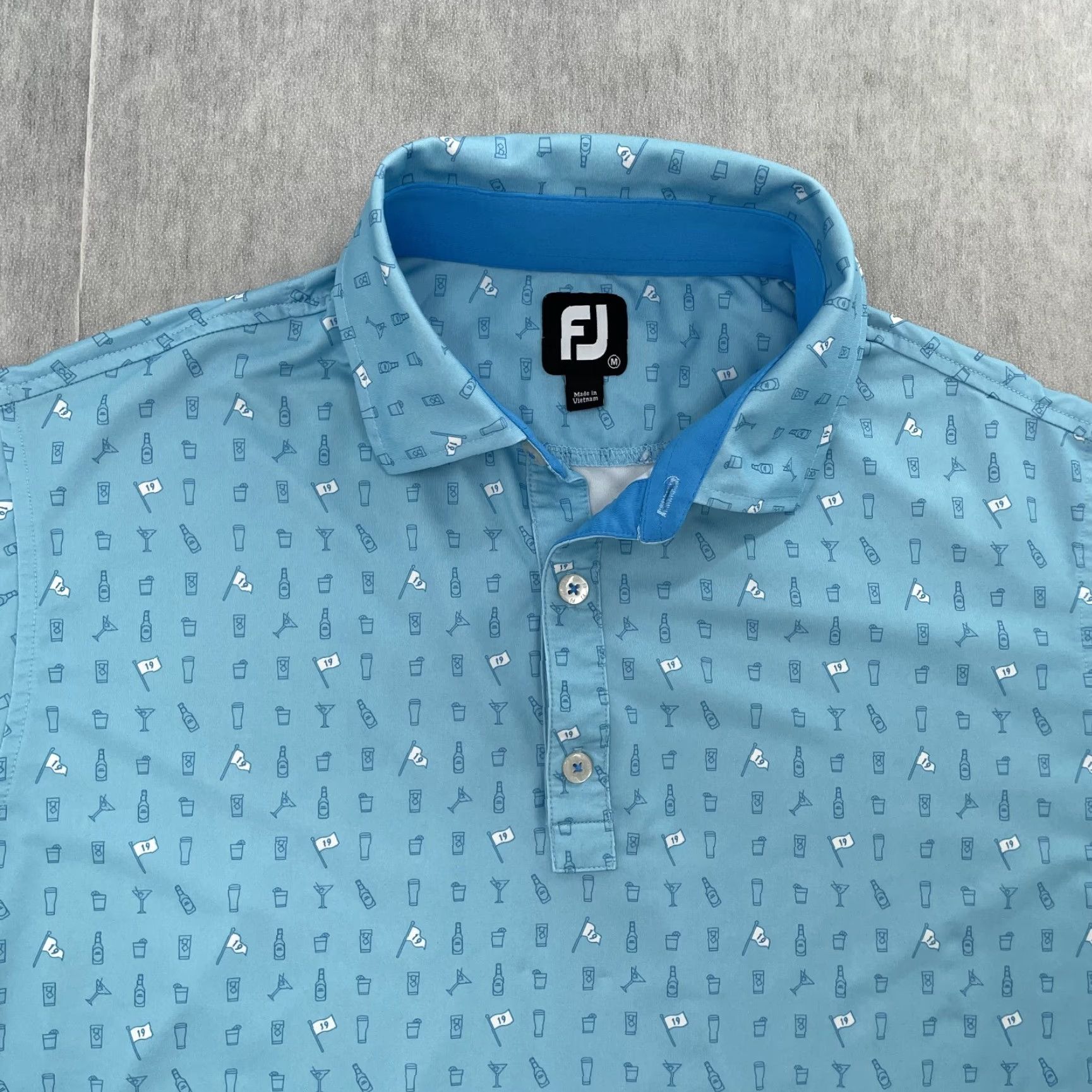 Footjoy FootJoy Polo Shirt Adult Medium Blue Geometric Print Golf Mens M Size US M / EU 48-50 / 2 - 3 Thumbnail