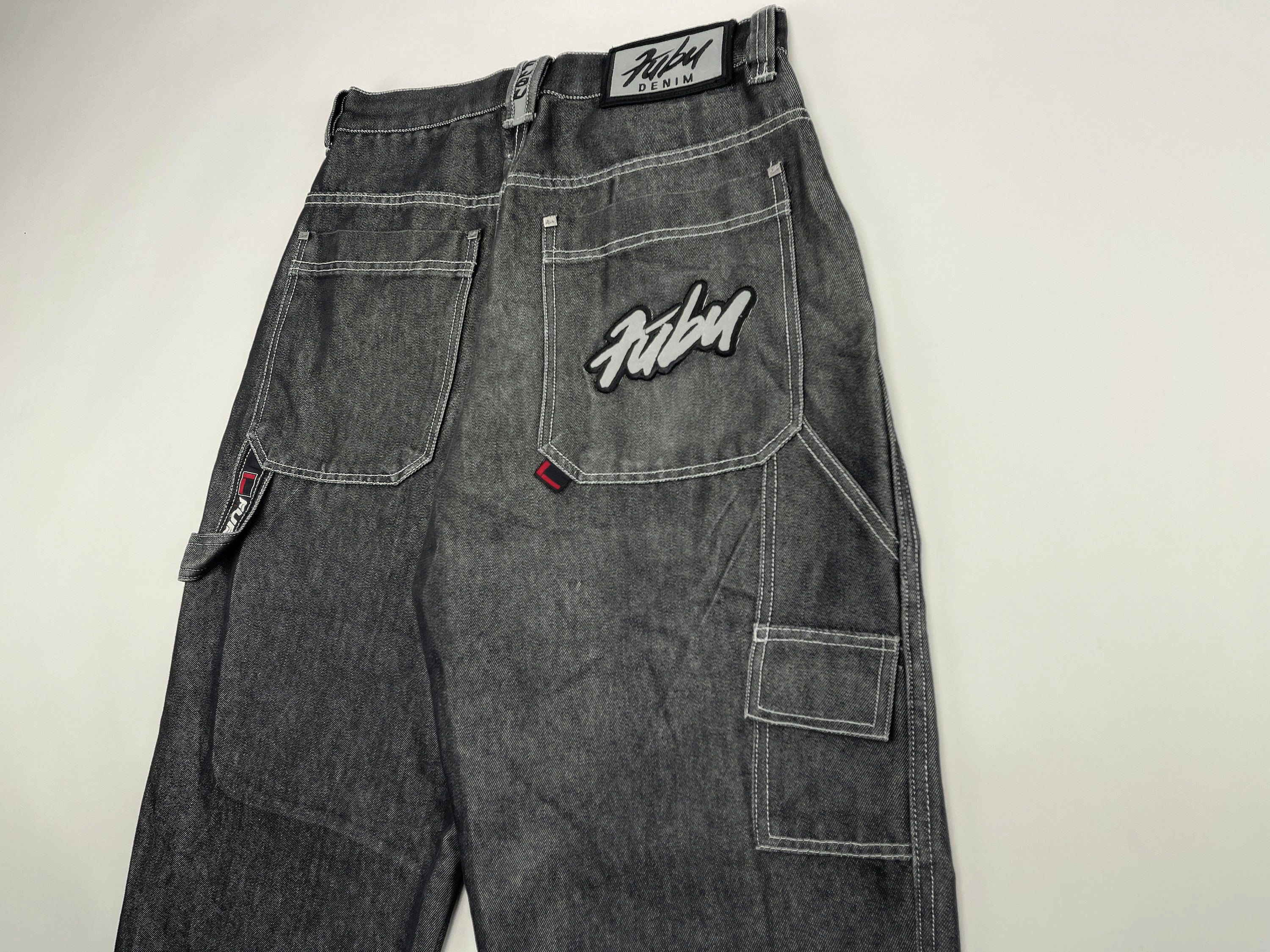 Fubu FUBU jeans, shiny black vintage baggy, silver metallic, W 30 Size US 30 / EU 46 - 3 Thumbnail