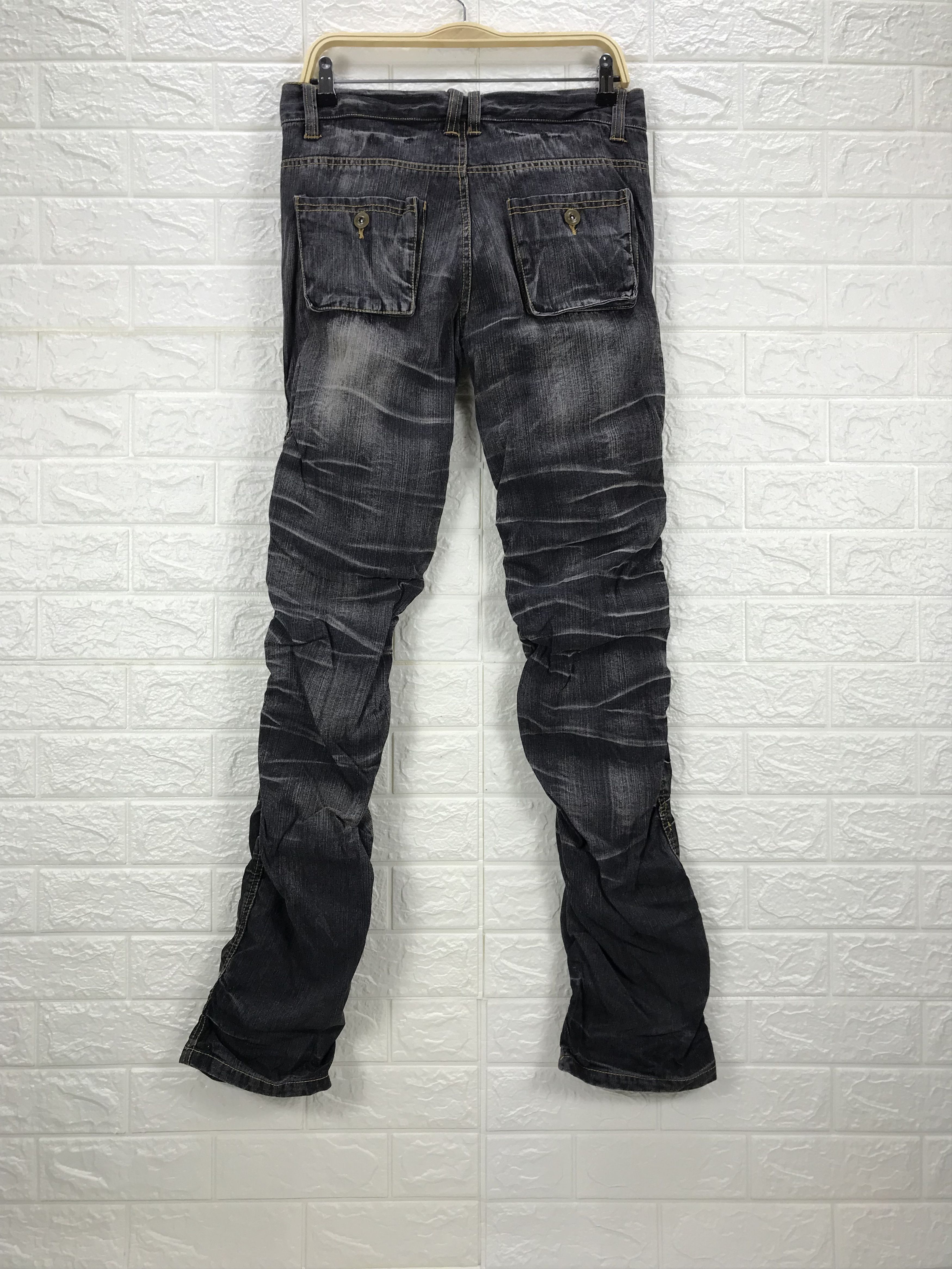 Japanese Brand Japanese Halham Punk Style Faded Black Wrinkle Leg Jeans Size US 32 / EU 48 - 5 Thumbnail
