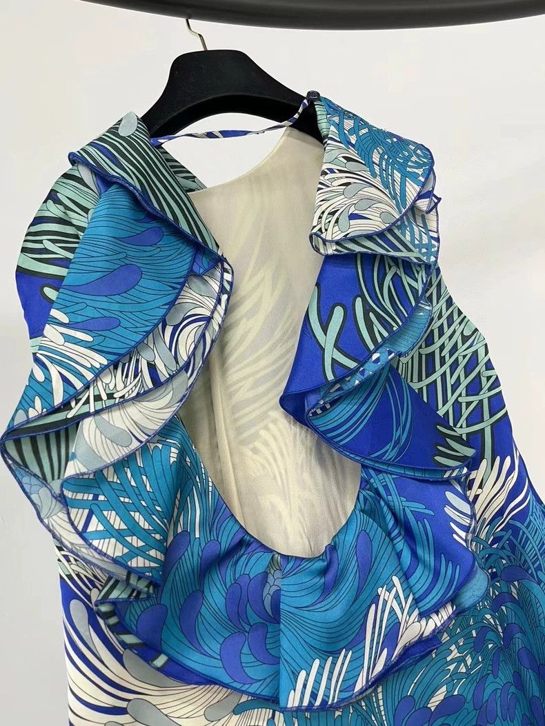 Gucci Gucci Blue silk printed backless dress Size S / US 4 / IT 40 - 4 Thumbnail
