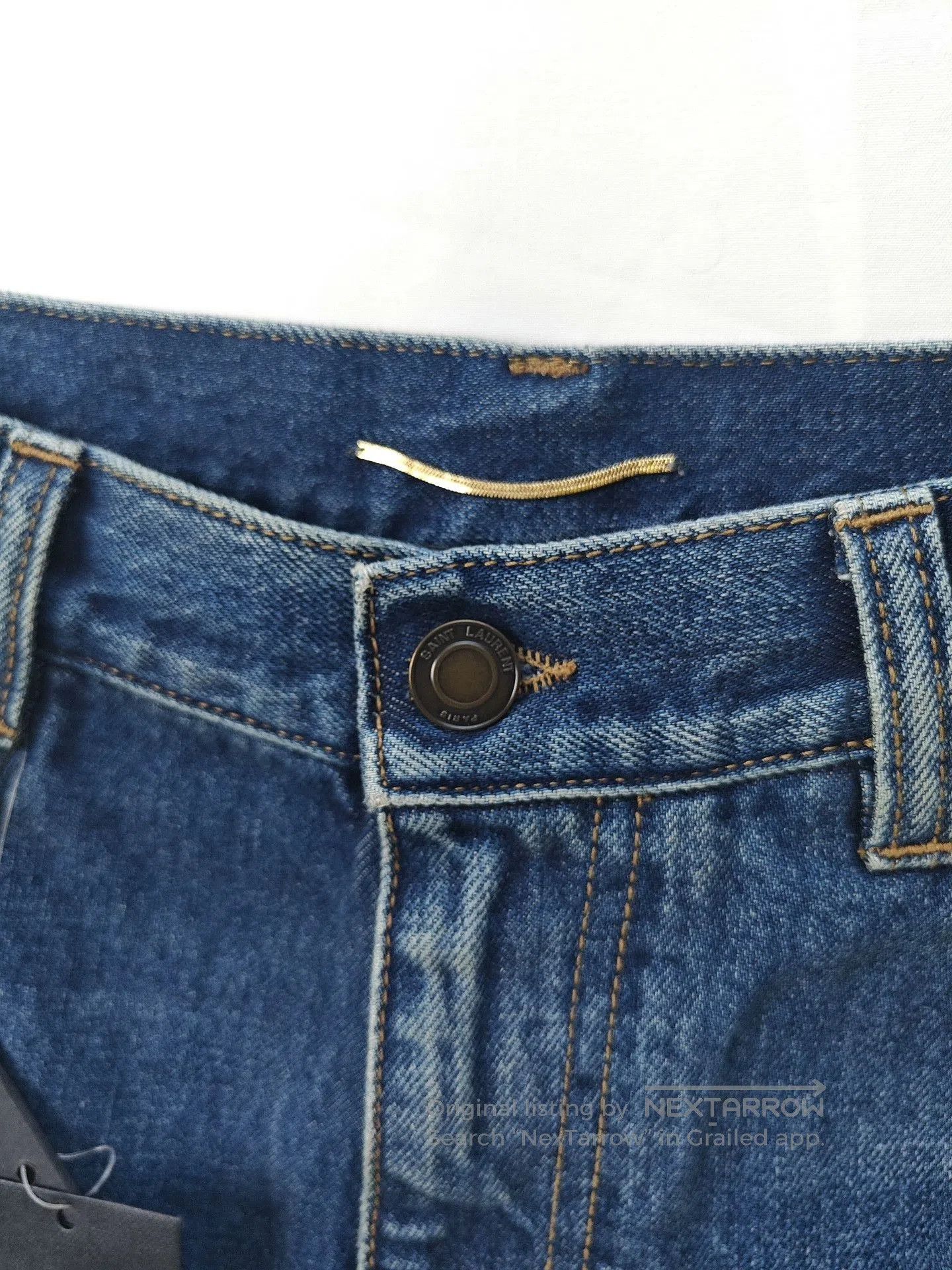 Saint Laurent Paris YSL Saint Laurent Sequin Cuff Wide-Leg Jeans. Size 27" / US 4 / IT 40 - 4 Thumbnail