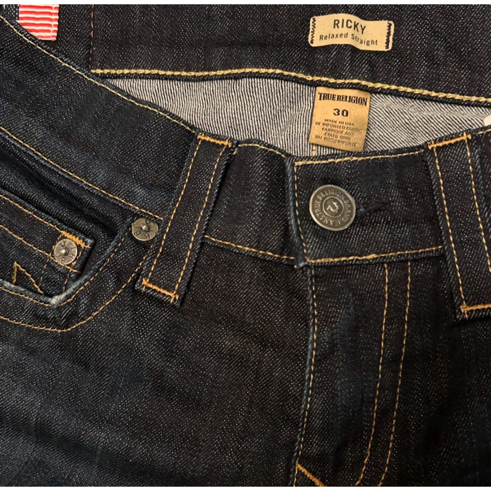 True Religion VINTAGE True Religion Jeans Ricky Relaxed Straight Mens 30 Jeans 30x33 Hip Hop USA Blue Size US 30 / EU 46 - 4 Thumbnail