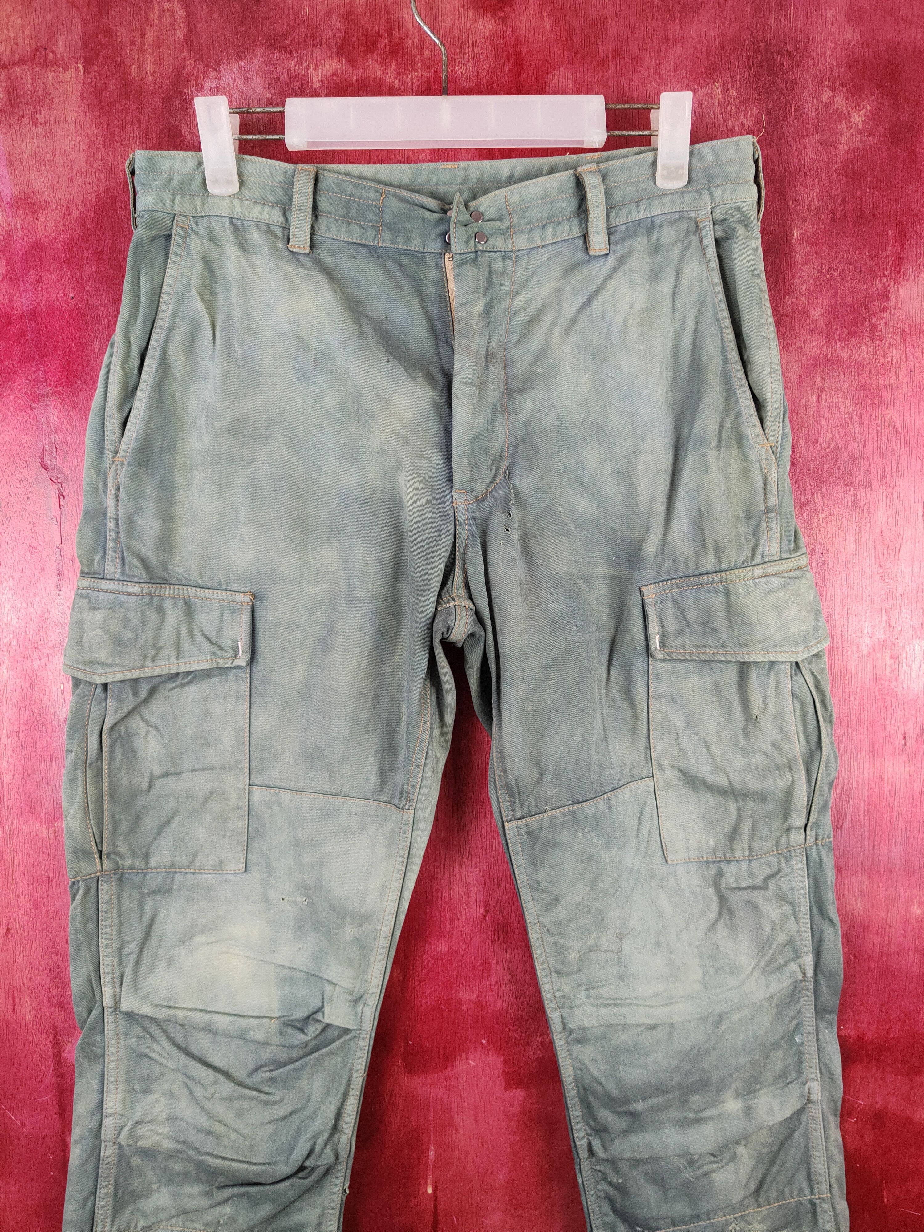 Japanese Brand Stooge&co Green Faded Multipocket Cargo Pants #S2014 Size US 30 / EU 46 - 2 Thumbnail