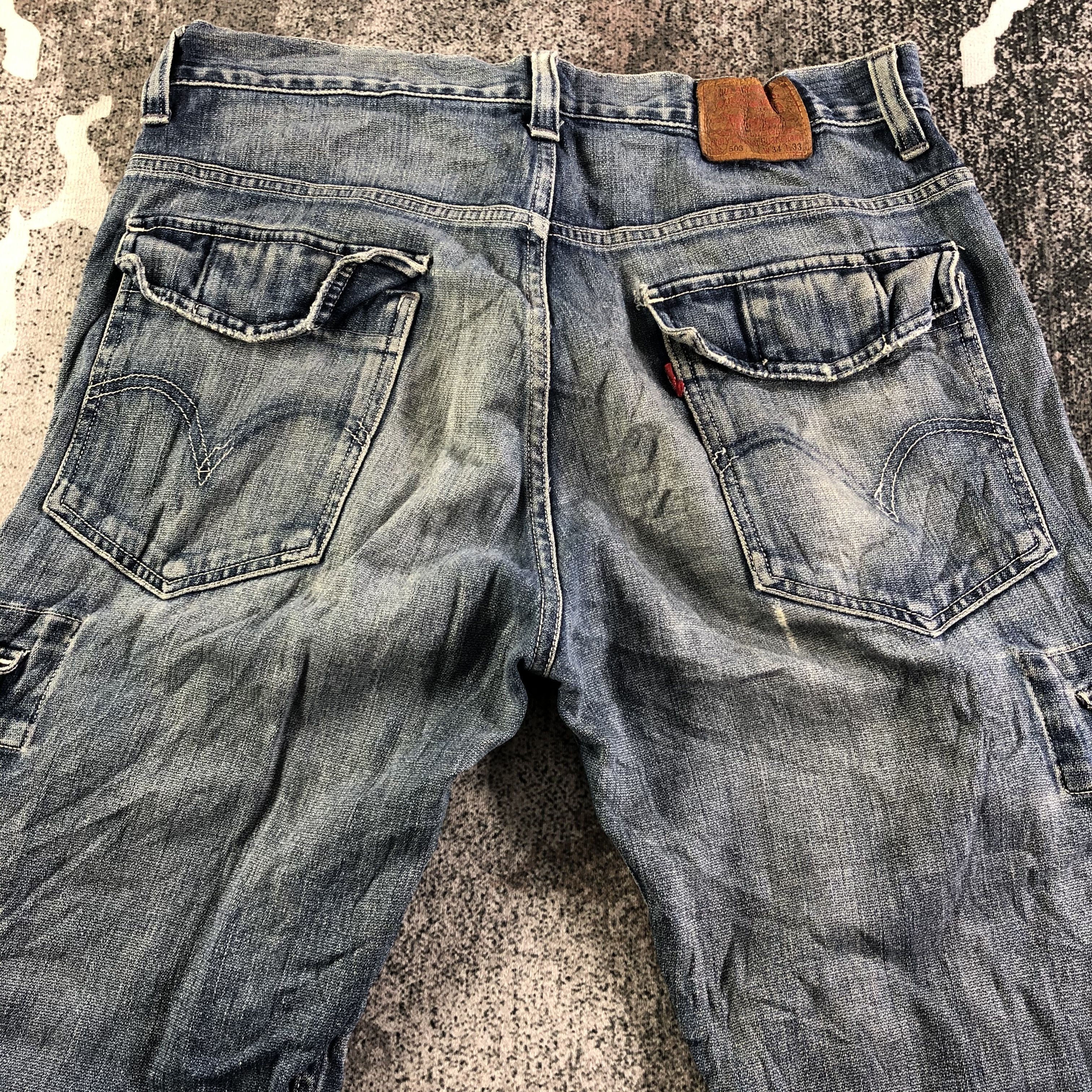 Levi's Vintage Levis 503 Cargo Denim Ripped Jeans KJ3077 Size US 34 / EU 50 - 4 Thumbnail