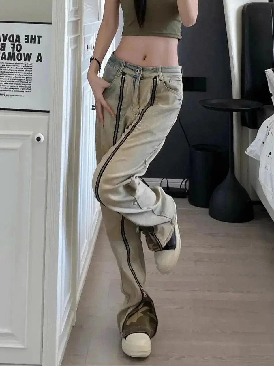 Japanese Brand Straight slim fit zipper patchwork jeans Size US 32 / EU 48 - 4 Thumbnail