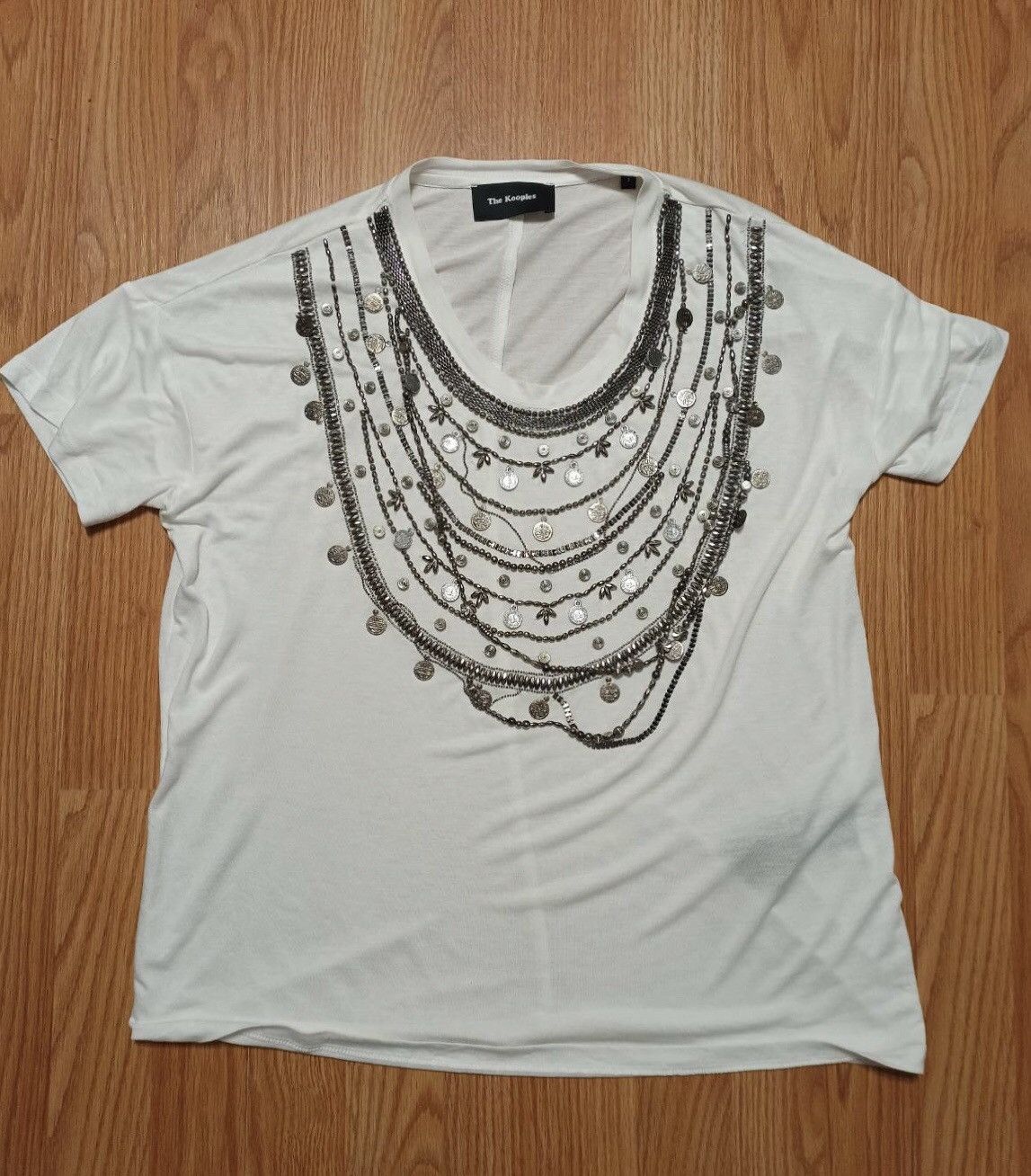 The Kooples The Kooples Embellished Plastron Necklace Jersey Tee Size 2 Size M / US 6-8 / IT 42-44 - 8 Thumbnail