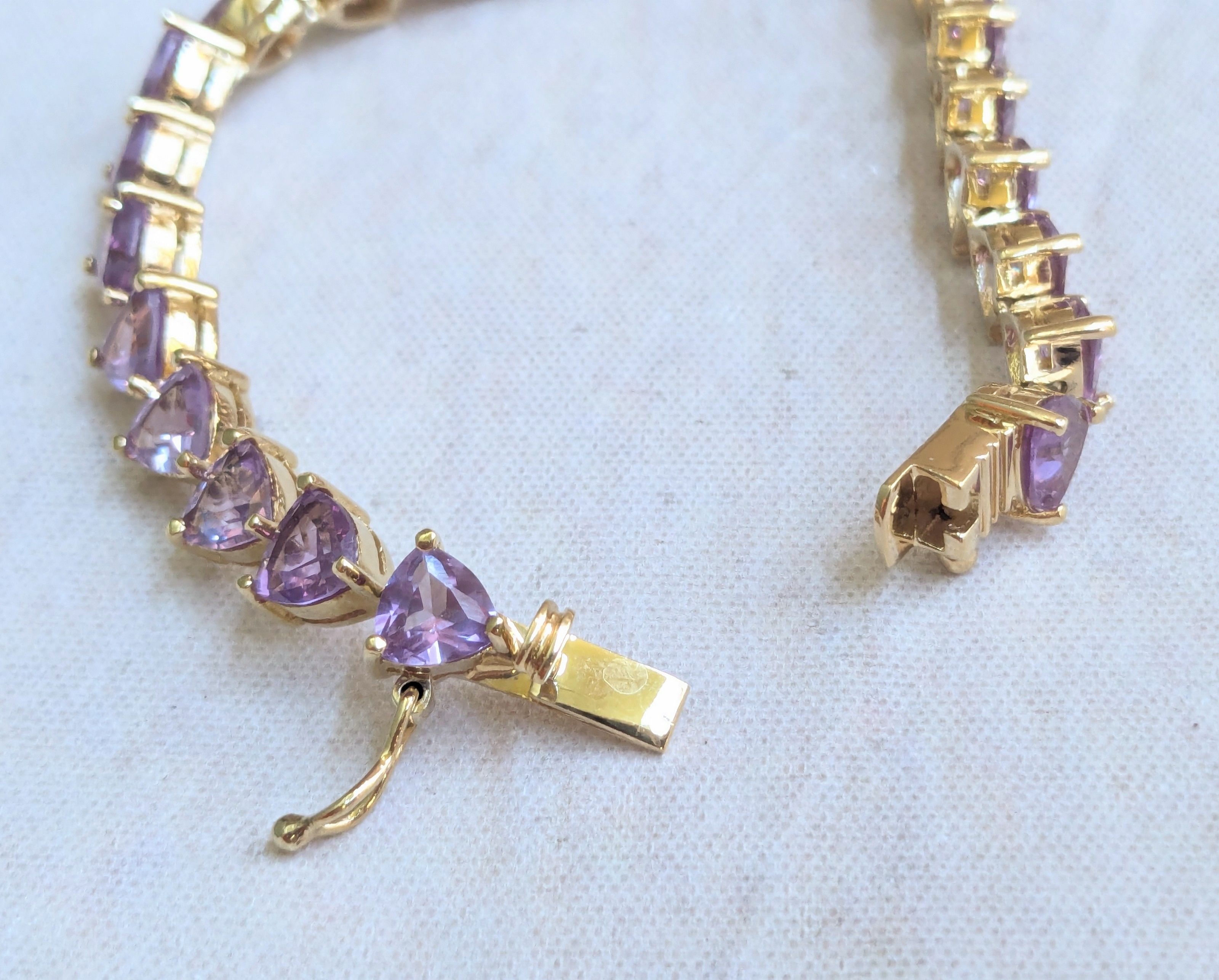 Sterling Silver Sterling Silver Tennis Bracelet Purple Alexandrite Gold 6.5" Size ONE SIZE - 12 Thumbnail