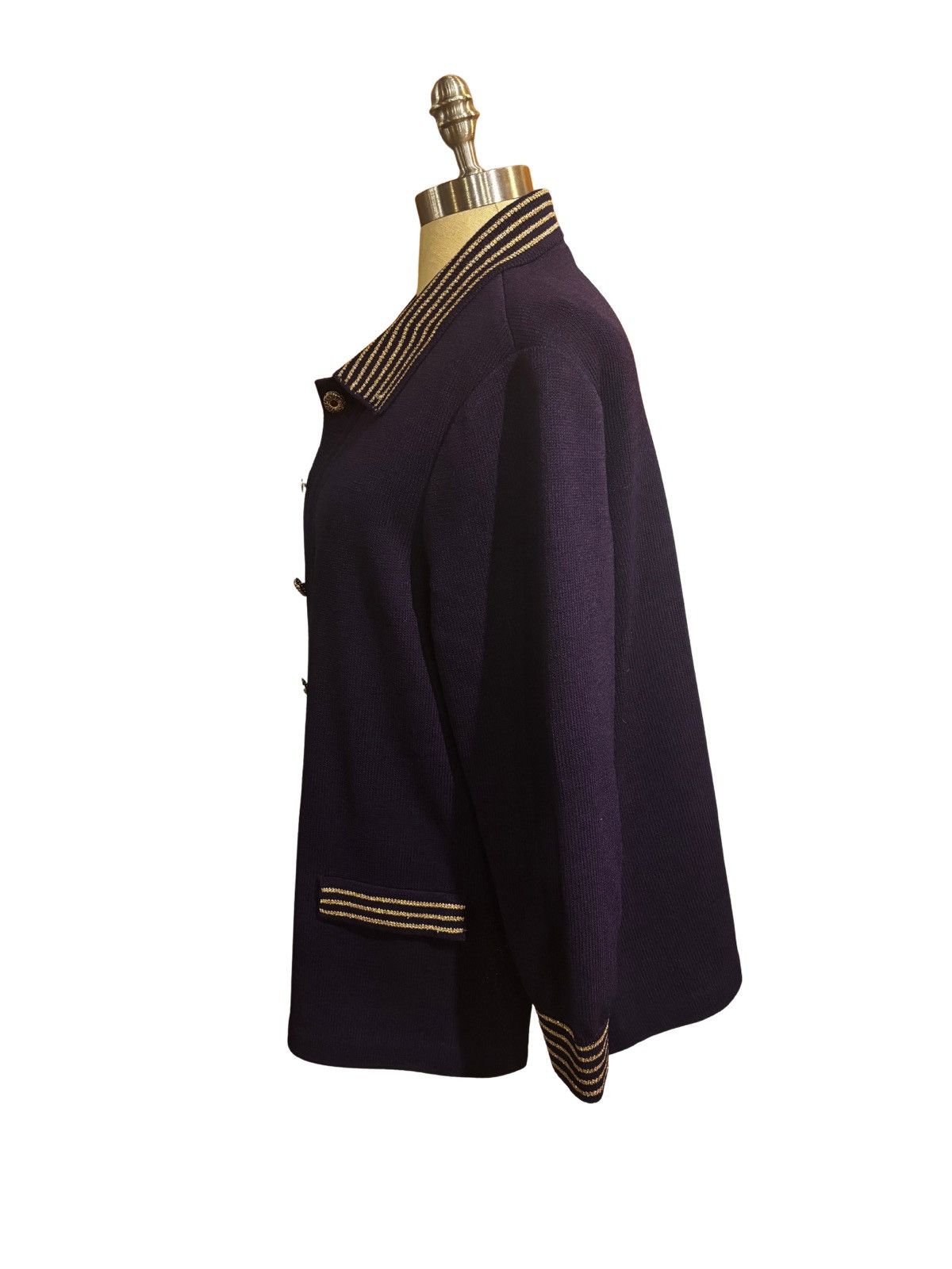 Other Women’s beautiful purple & gold trim knit Jacket.wj8020 Size L / US 10 / IT 46 - 3 Thumbnail
