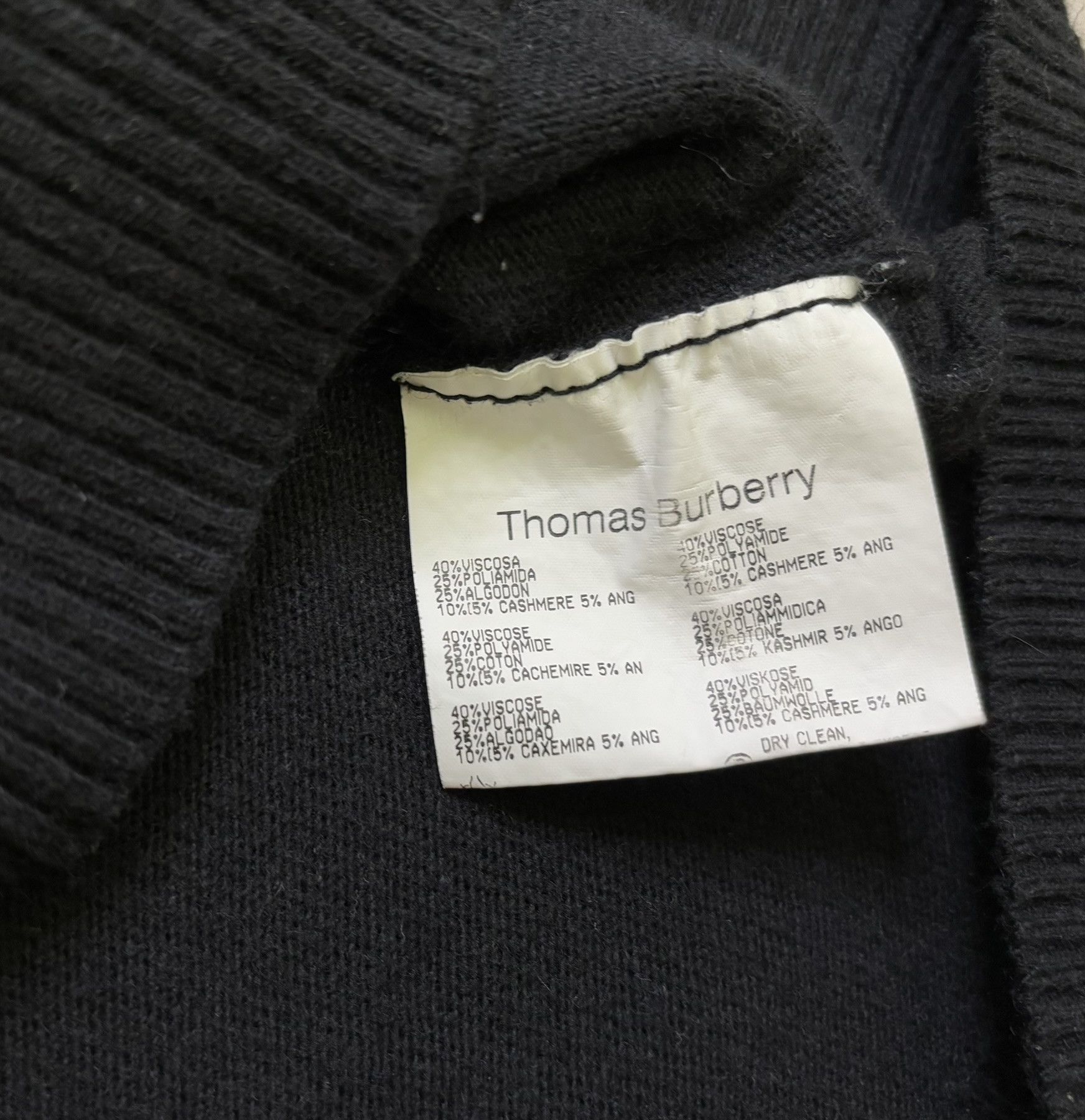 Burberry × Vintage Thomas Burberry Black V-neck sweater Cashmere size L Size US L / EU 52-54 / 3 - 12 Thumbnail