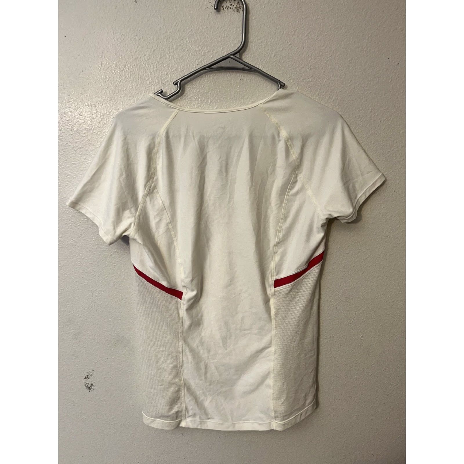 Nike Nike Dri-Fit T Shirt Womens L White With Pink Accents V Neck Short Sleeve Size L / US 10 / IT 46 - 3 Thumbnail