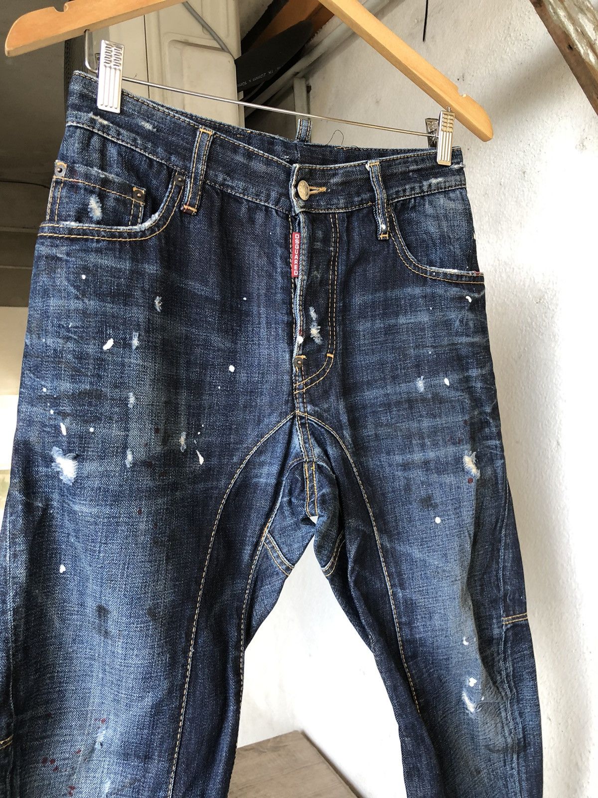 Dsquared2 Nice❗️Dsquared Splash Paint Distressed Denim Curve Cut Size US 28 / EU 44 - 5 Thumbnail