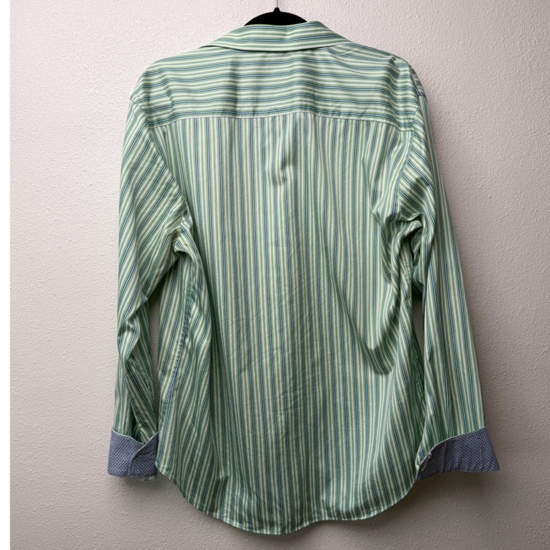 BUGATCHI Bugatchi Shaped Fit Stripe Button Front Shirt Green Men’s L Size US L / EU 52-54 / 3 - 3 Thumbnail