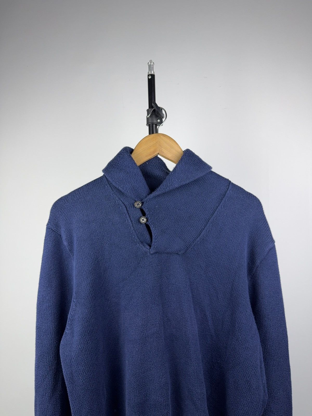Polo Ralph Lauren Polo Ralph Lauren Shawl Collar Knit Sweater Blue Cotton L Size US L / EU 52-54 / 3 - 2 Thumbnail