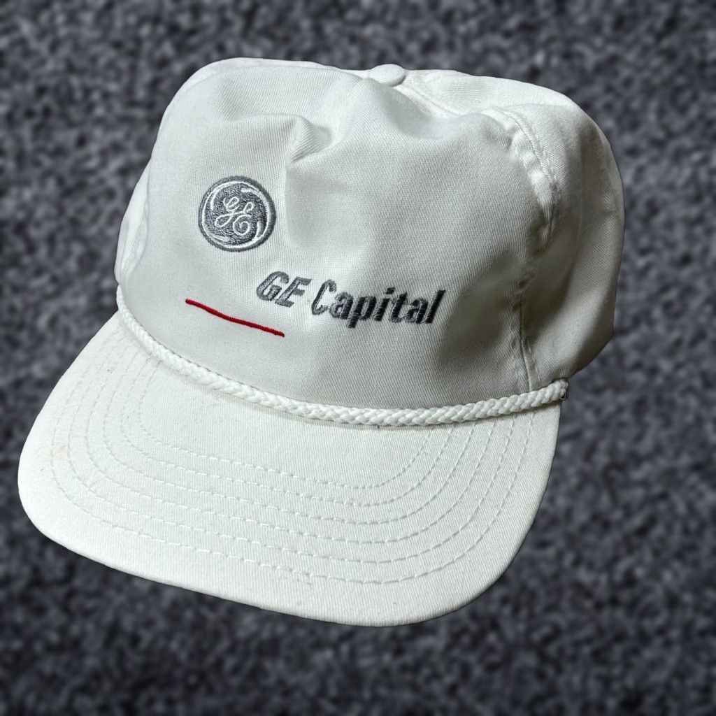 Vintage GE Capital Baseball Cap Mens One Size White Flat Brim Adjustable Strapback Hat Size ONE SIZE - 1 Thumbnail