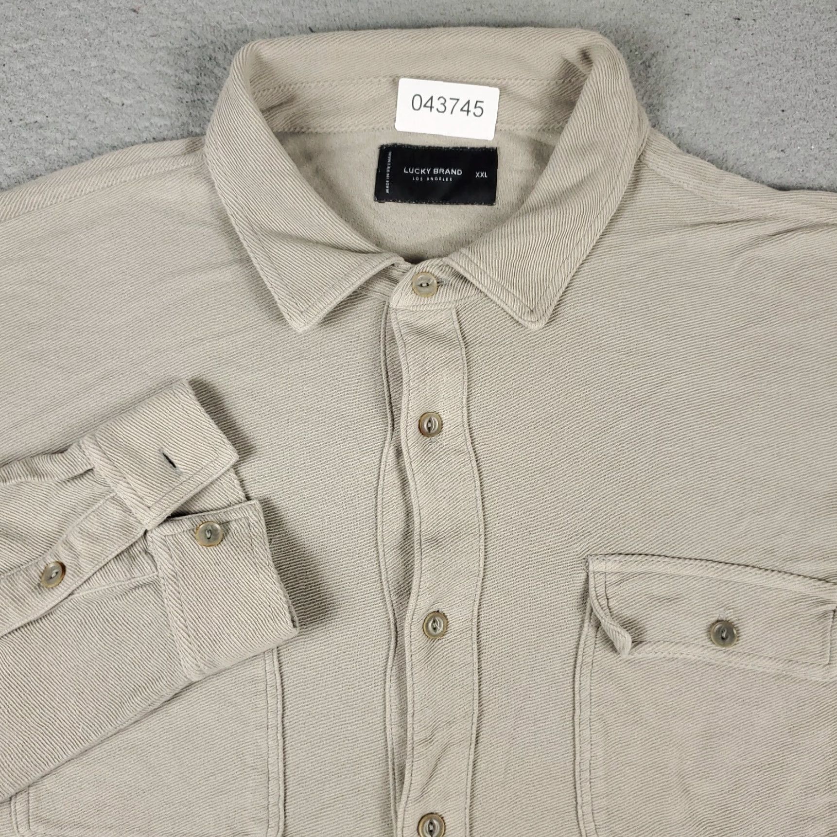 Lucky Brand Lucky Brand Shirt Mens 2XL Beige Button Up Long Sleeve Knit Collar Down Pocketless Buttoned Casual Formal Workwear Size US XXL / EU 58 / 5 - 2 Thumbnail