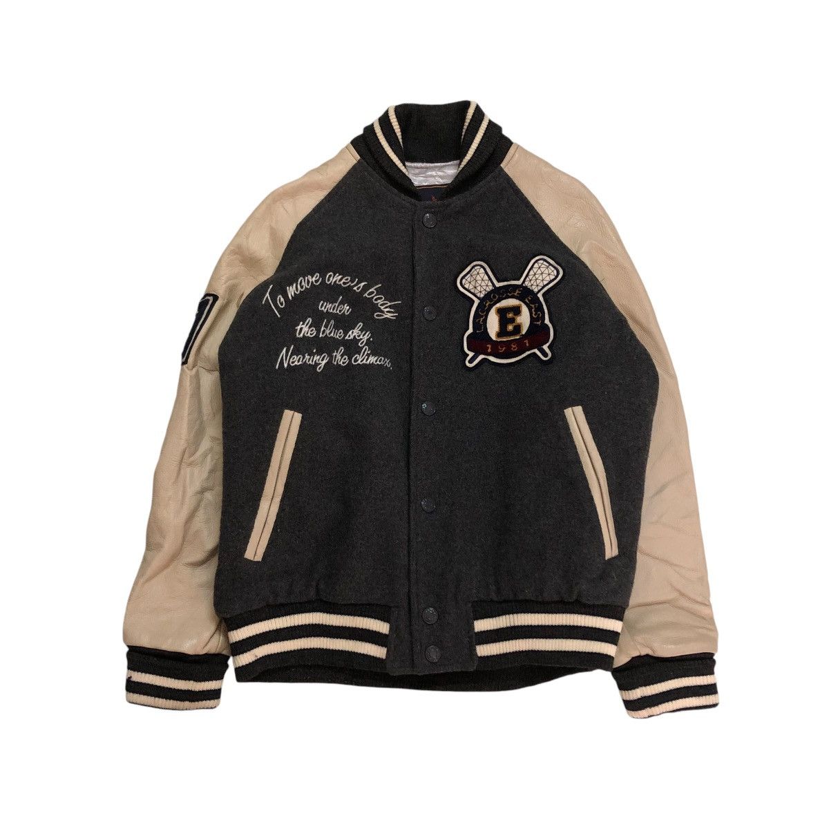 Japanese Brand 🔥VINTAGE VARSITY JUMPER LEATHER JACKET EAST BOY BIG LOGO Size US M / EU 48-50 / 2 - 2 Thumbnail