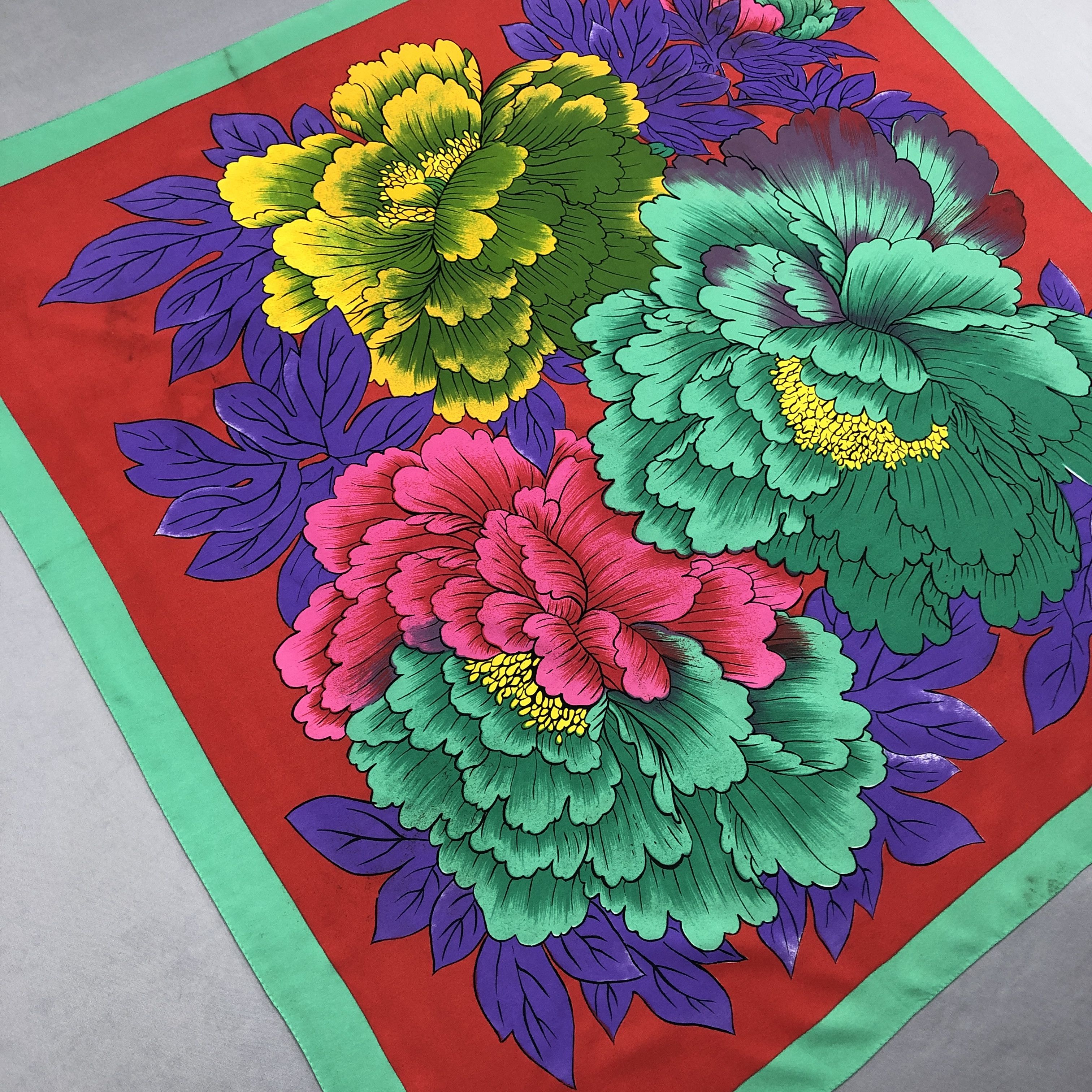 Japanese Brand Vintage 90s Floral SILK Scarf Twill Stole Wraps Scarves Size ONE SIZE - 9 Thumbnail