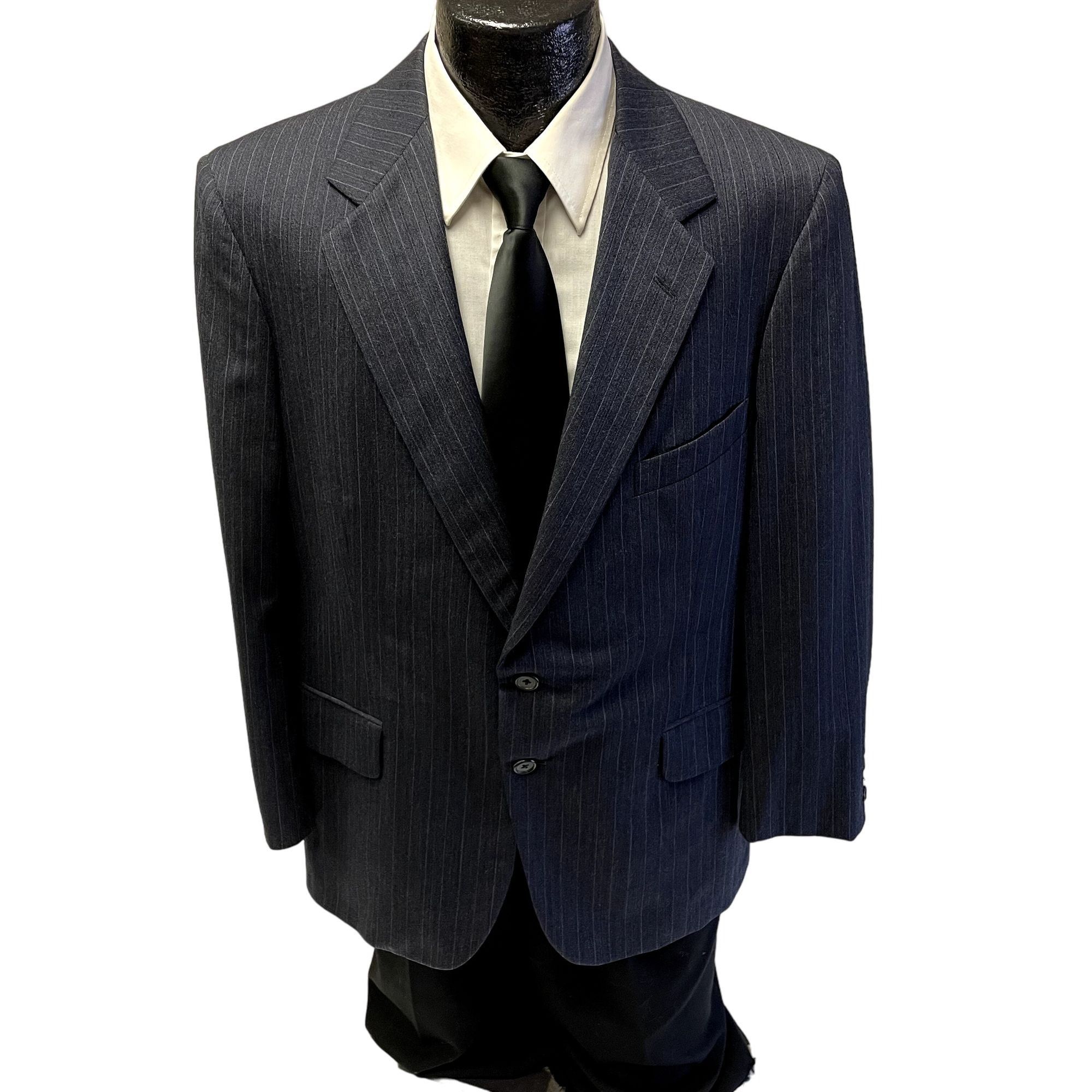 Vtg Saks Fifth Ave Blue CHALK STRIPE Wallstreet Sport Coat