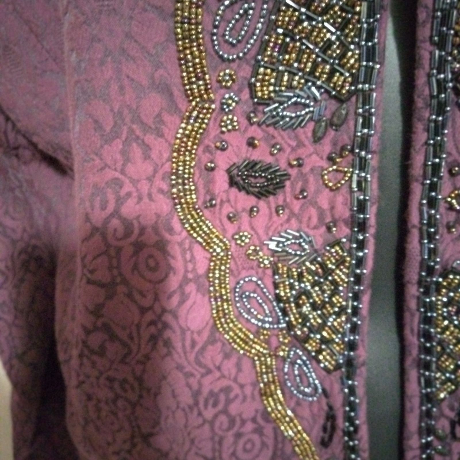 Chicos Chicos Womens Evening Jacket Purple Hook & Eye Beaded L/2 Size L / US 10 / IT 46 - 4 Thumbnail