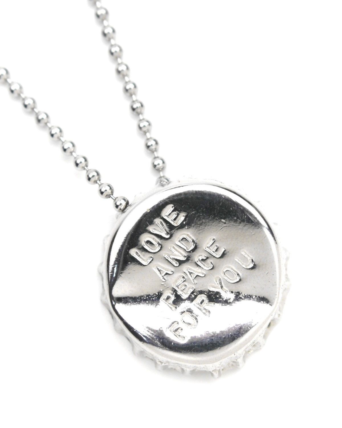 Vintage 2000S “LOVE AND PEACE FOR YOU” BOTTLE CAP PENDANT NECKLACE Size ONE SIZE - 2 Thumbnail