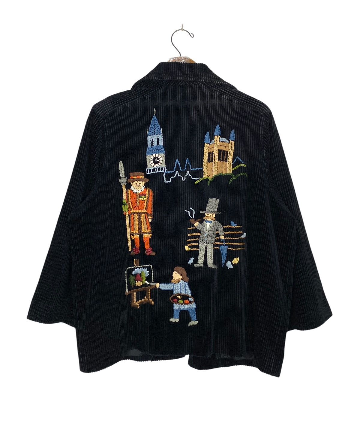 Art Comes First Rare Vtg Full Hand Embroidery British Motive Corduroy Jacket Size US S / EU 44-46 / 1 - 5 Thumbnail