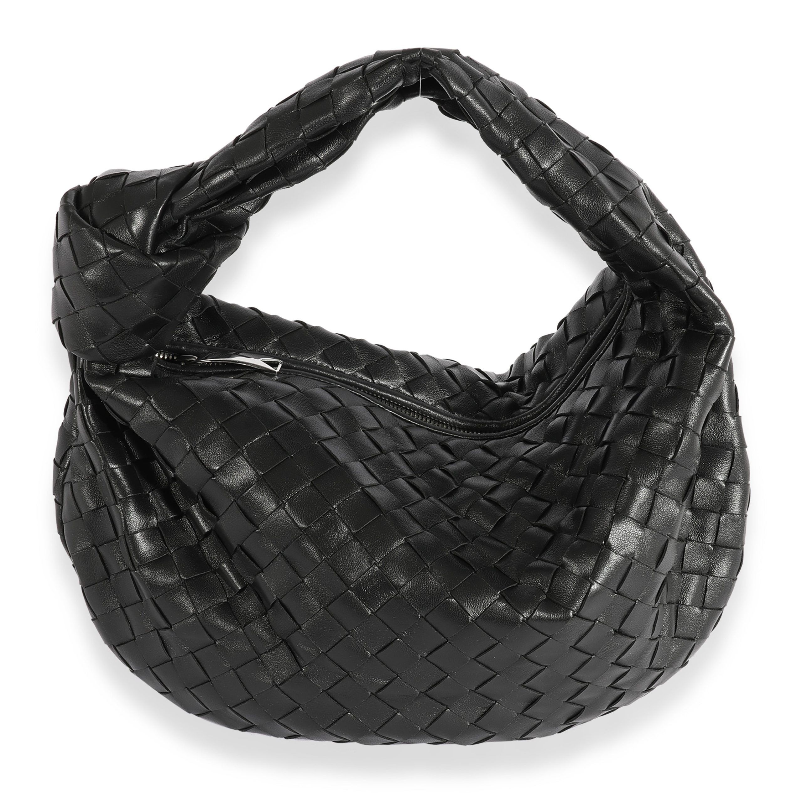 image of Bottega Veneta Black Intrecciato Leather Teen Jodie, Women's