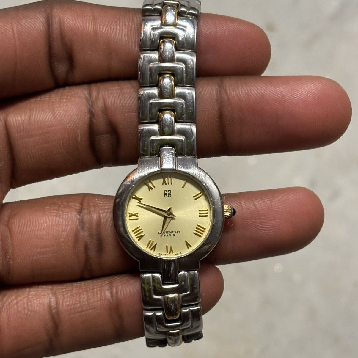 Vintage Givenchy Silver Gold Analog Stainless Steel Watch, Women's