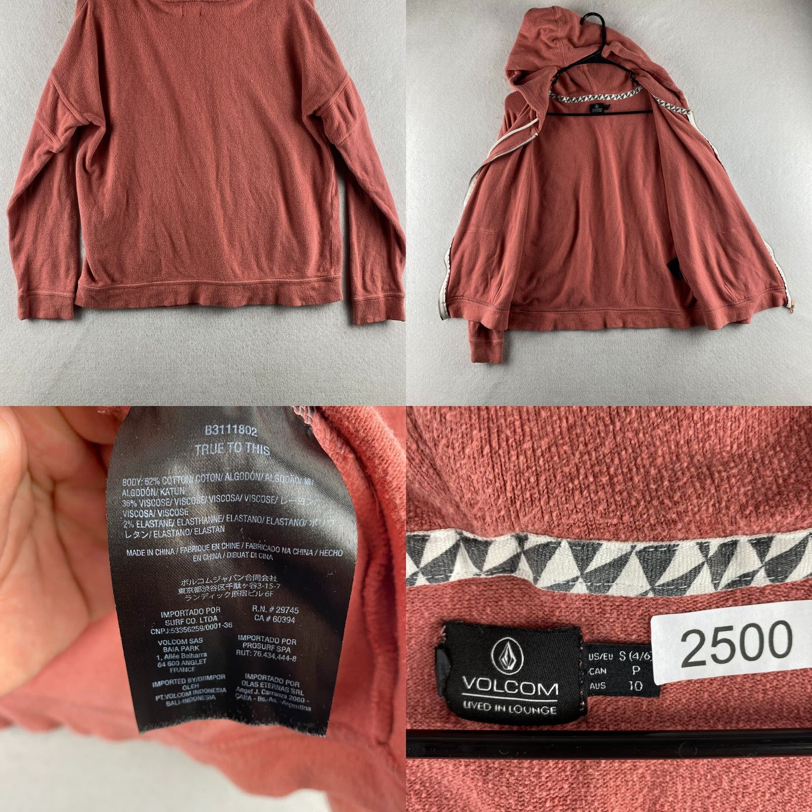 Volcom Volcom Hoodie Women's S Red Full Zip Hooded Pockets Fleece Long Sleeve Casual Shirt Size S / US 4 / IT 40 - 10 Thumbnail