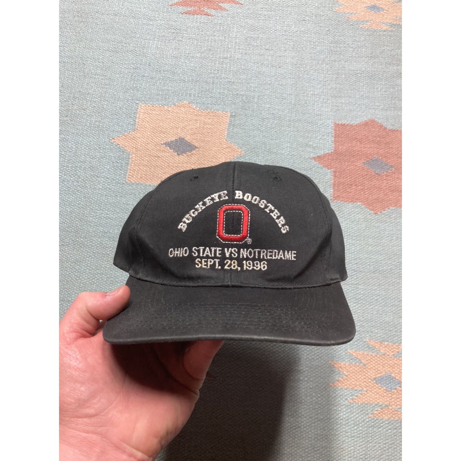 Vintage VINTAGE 90s SnapBack hat cap ohio buckeyes vs Notre dame rose bowl 1996 black Size ONE SIZE - 2 Thumbnail