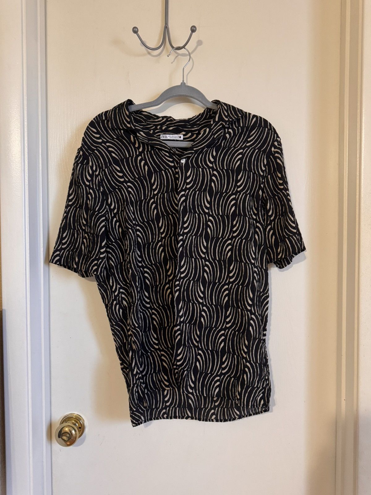 Zara Black/white Patterned Zara Short Sleeve Button Up Size US M / EU 48-50 / 2 - 1 Thumbnail