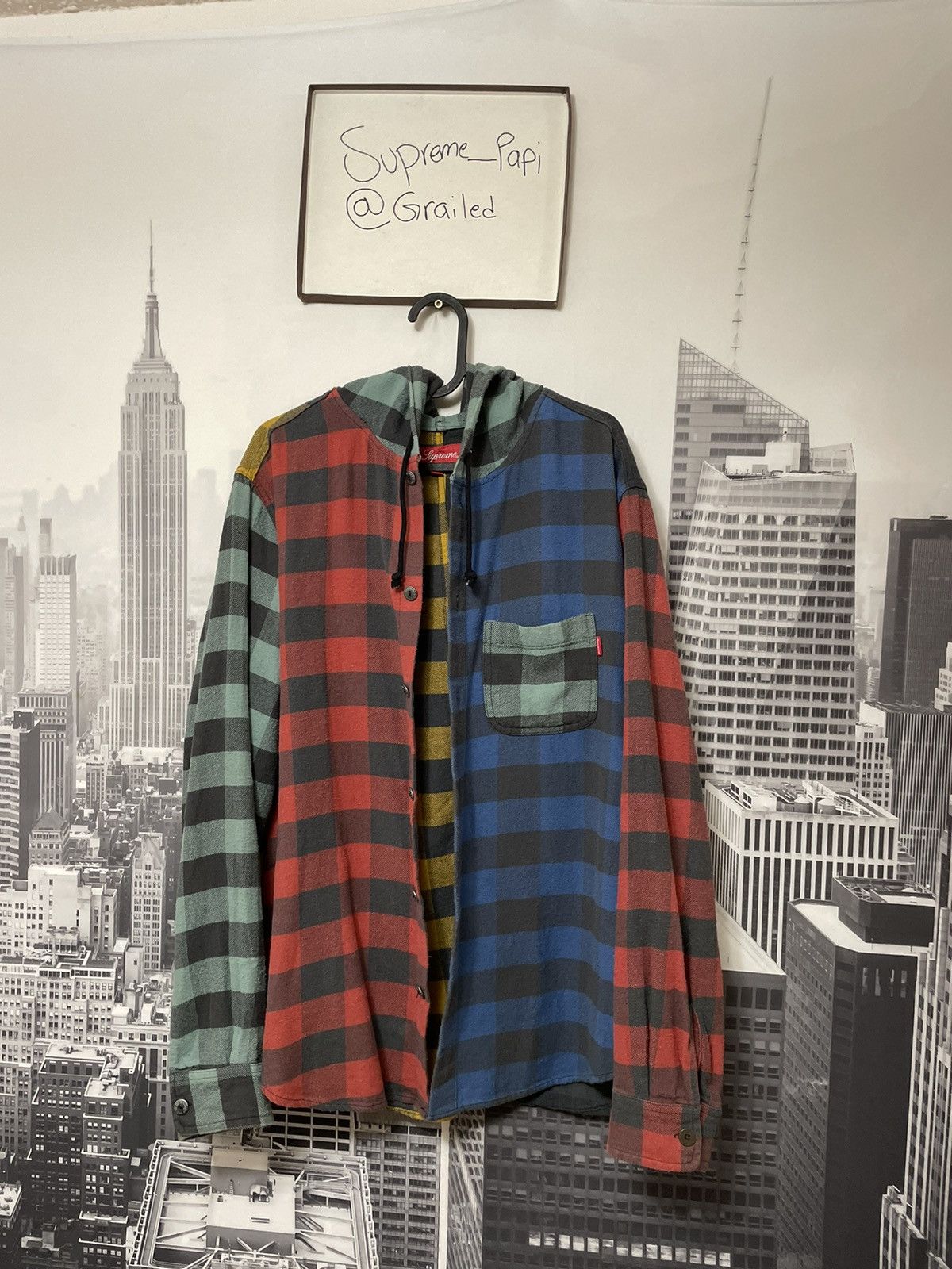 Supreme 🔥Supreme Hooded Buffalo Plaid Flannel Shirt SZ Medium VTG