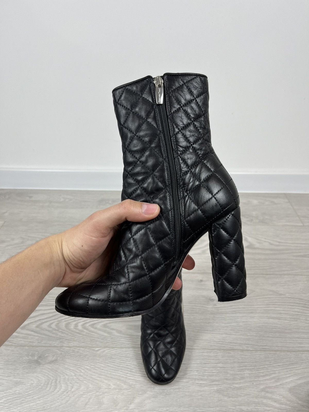 Gianvito Rossi Gianvito Rossi Black Leather Quilted Zip Heel Boots Size US 8 / IT 38 - 8 Thumbnail