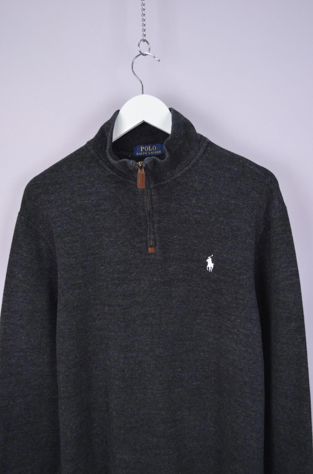 Polo Ralph Lauren Mens Polo Ralph Lauren Dark Grey 1/4 Zip Sweater Size M Size US M / EU 48-50 / 2 - 2 Thumbnail