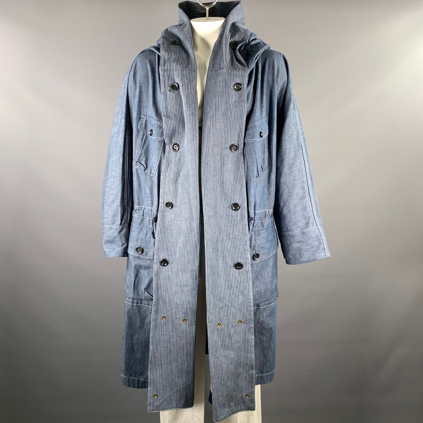 Kapital KAPITAL Size L Indigo Cotton Hooded Traggle Ring Coat Size US L / EU 52-54 / 3 - 1 Thumbnail